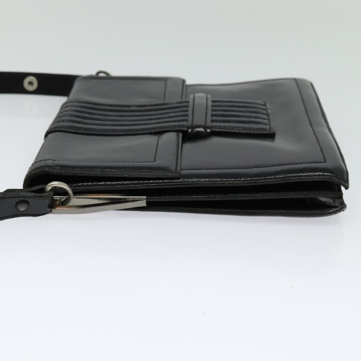 Saint Laurent Vintage Shoulder Bag Leather Black Leather Shoulder Bag Bag (Pre-Owned)