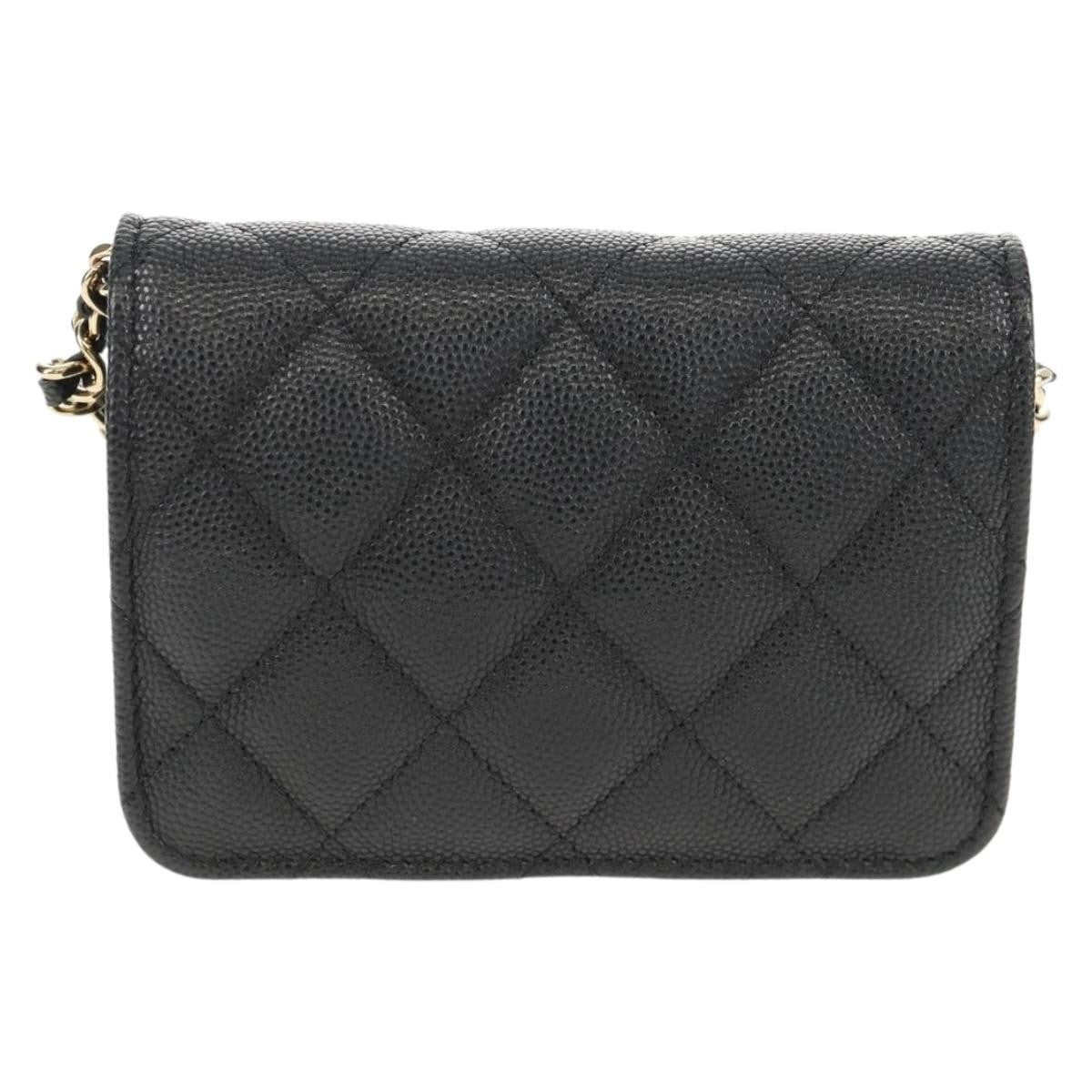 Chanel Classic Flap Clutch With Chain Quilted Caviar Black Leather Clutche & Pouche Bag (Pre-Owned)