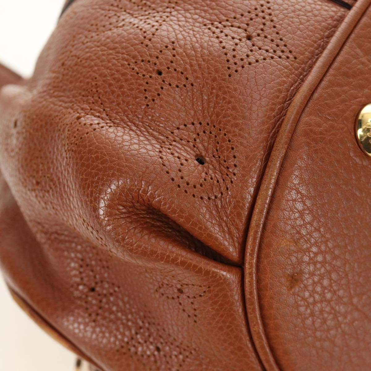 Louis Vuitton Lunar Handbag Mahina Leather Brown Leather Shoulder Bag Bag (Pre-Owned)