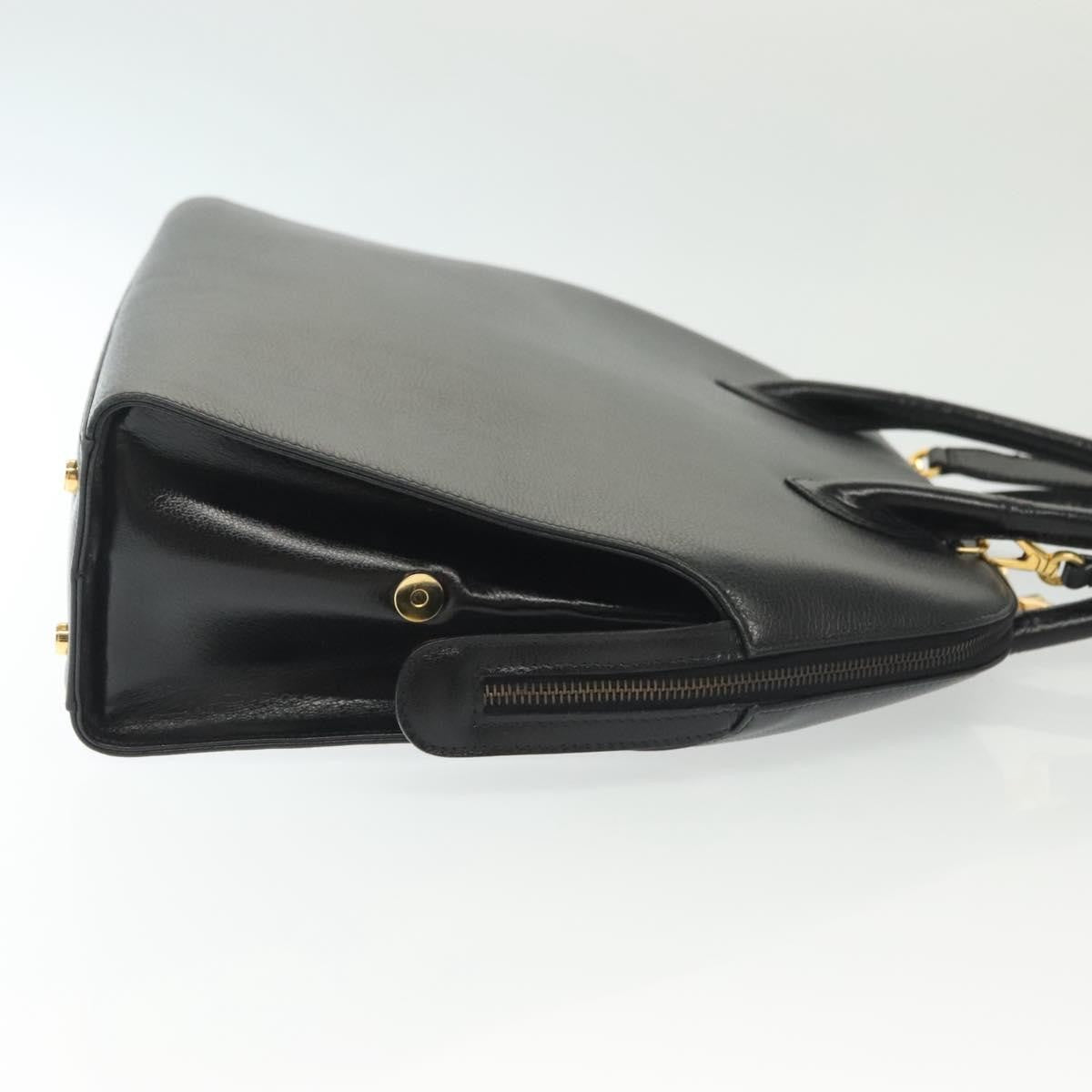 Salvatore Ferragamo Convertible Dome Gancini Leather Black Leather Handbag (Pre-Owned)