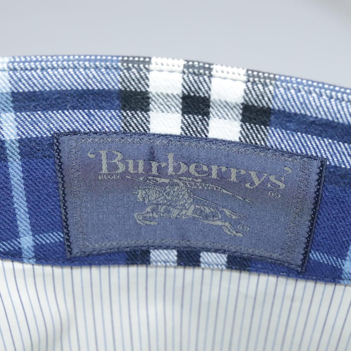 Burberry Nova Check Tote Canvas Check Pattern Blue Canvas Tote Bag Bag (Pre-Owned)