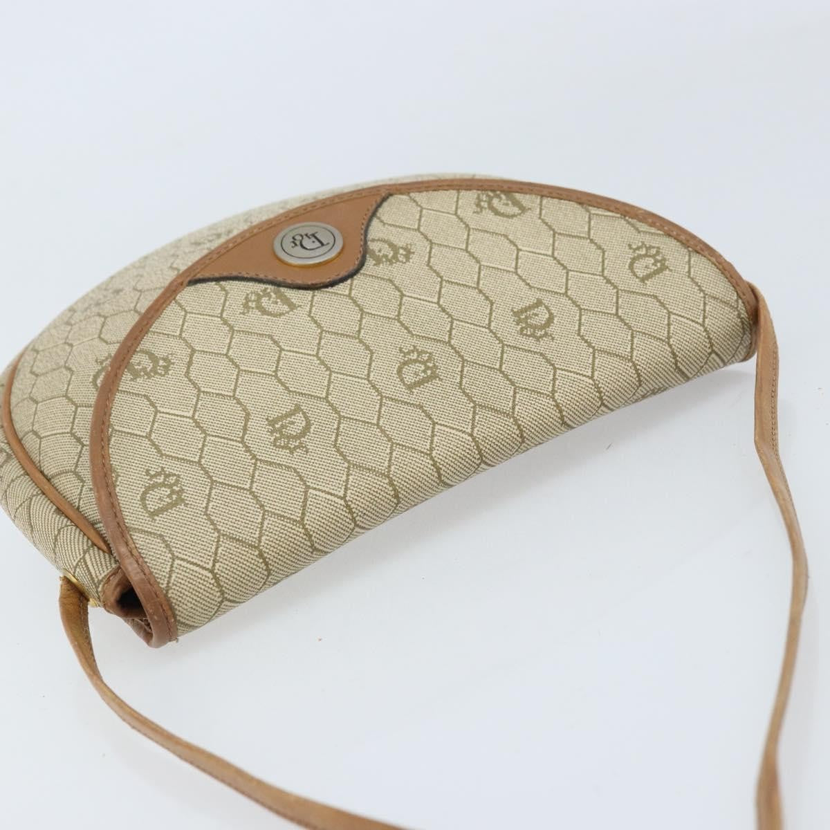 Christian Dior Vintage Honeycomb Shoulder Bag Canvas And Leather Beige Canvas Shoulder Bag Bag (Pre-Owned)