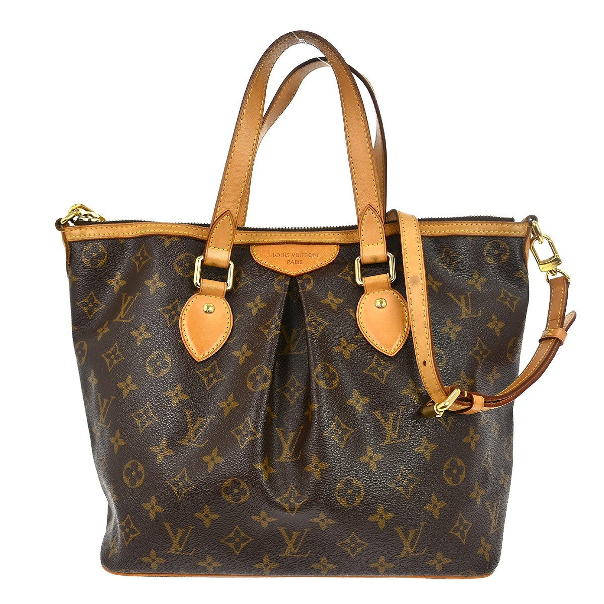 Louis Vuitton Palermo Handbag Monogram Canvas Brown Canvas Tote Bag Bag (Pre-Owned)