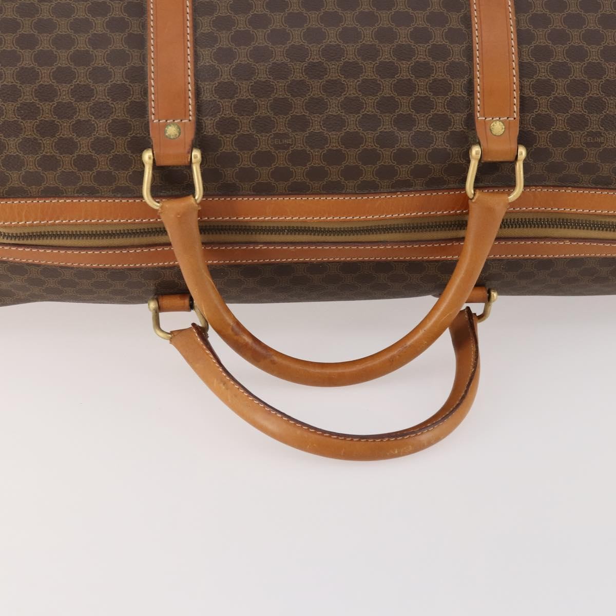 Celine Vintage Duffle Bag Macadam Coated Canvas Brown Canvas Travel Bag Bag (Pre-Owned)