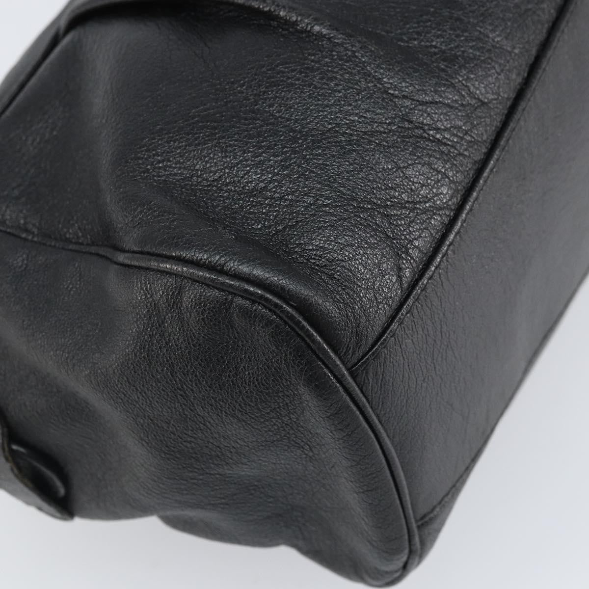 Salvatore Ferragamo Gancini Handbag Leather Black Leather Handbag (Pre-Owned)