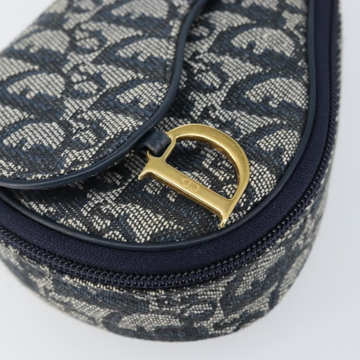 Christian Dior Vintage Saddle Coin Purse Diorissimo Canvas Navy Canvas Clutche & Pouche Bag (Pre-Owned)