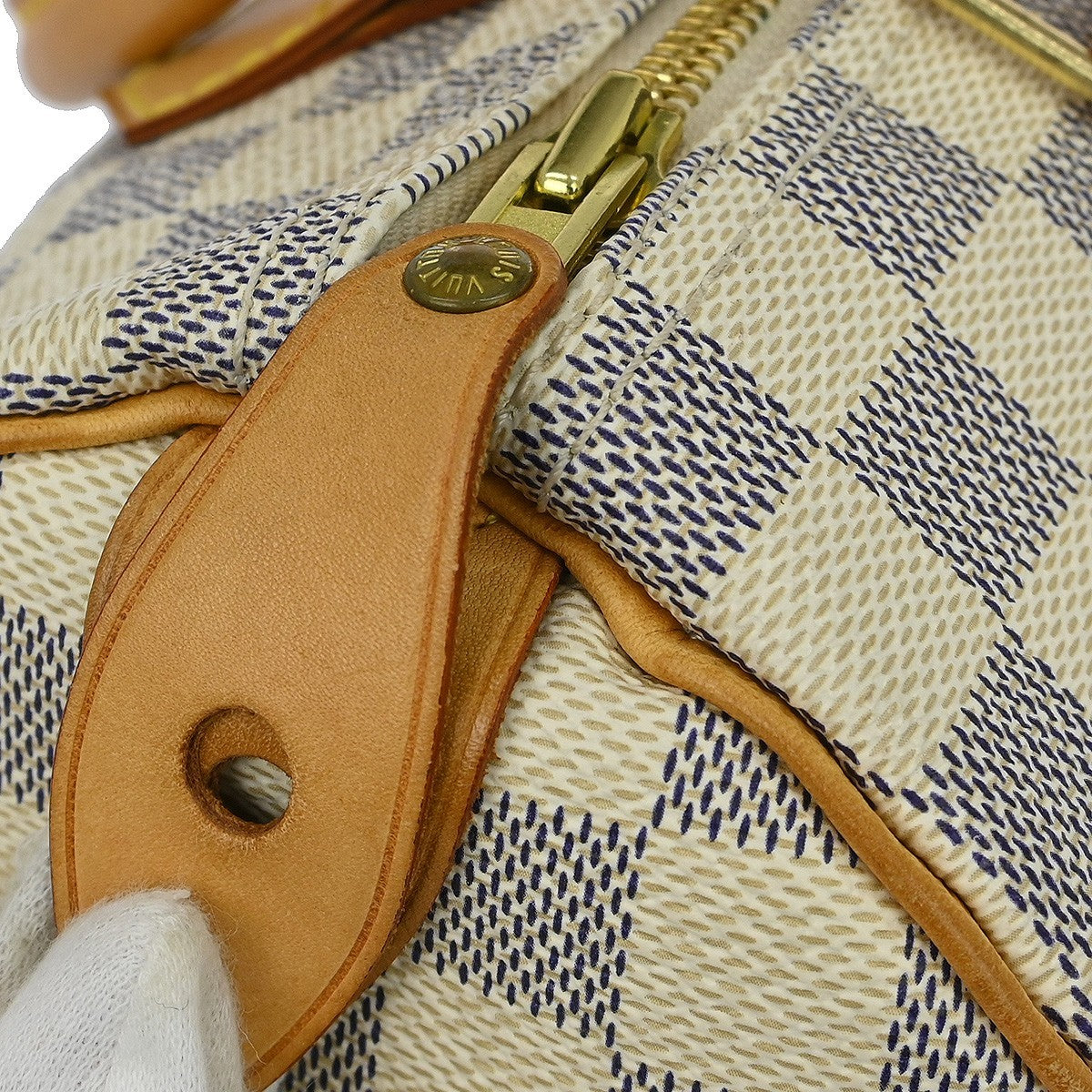 Louis Vuitton Speedy Handbag Damier White Canvas Handbag (Pre-Owned)