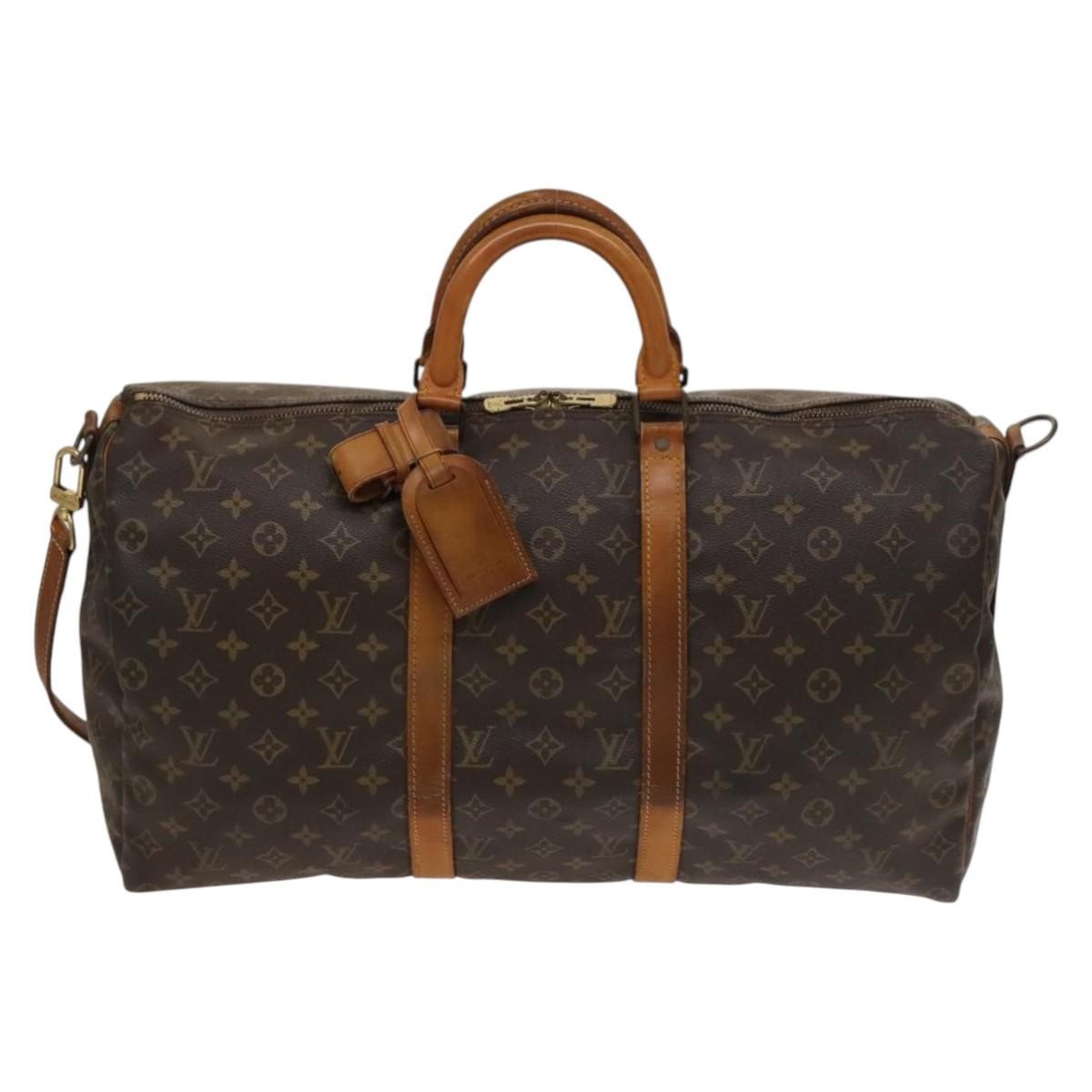 Louis Vuitton Keepall Bandouliere Bag Monogram Canvas Brown Canvas Travel Bag Bag (Pre-Owned)