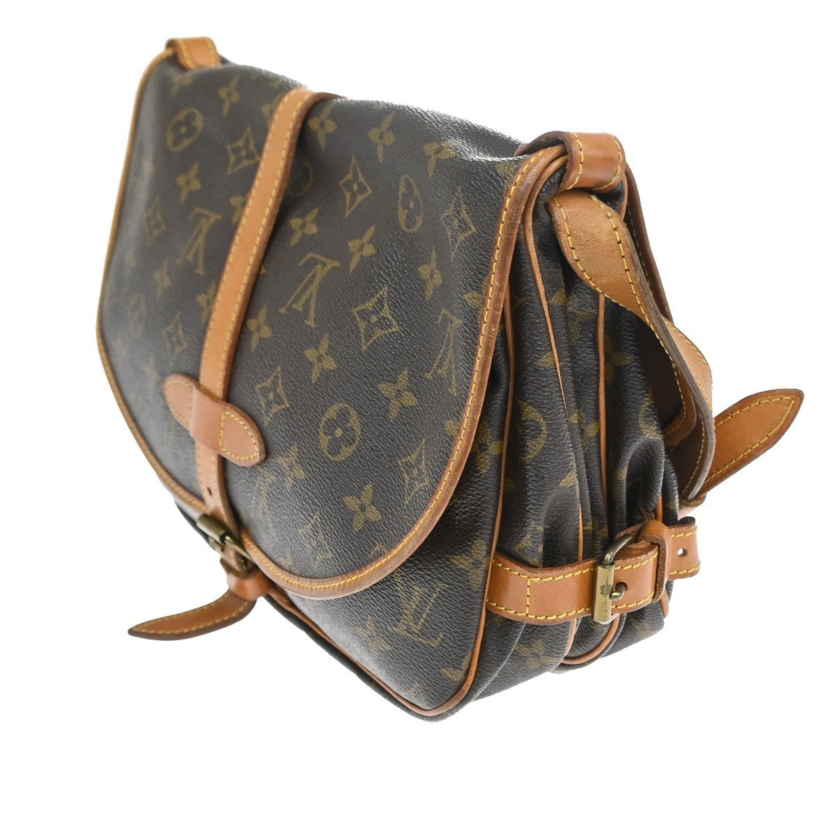 Louis Vuitton Saumur Handbag Monogram Canvas Brown Canvas Shoulder Bag Bag (Pre-Owned)