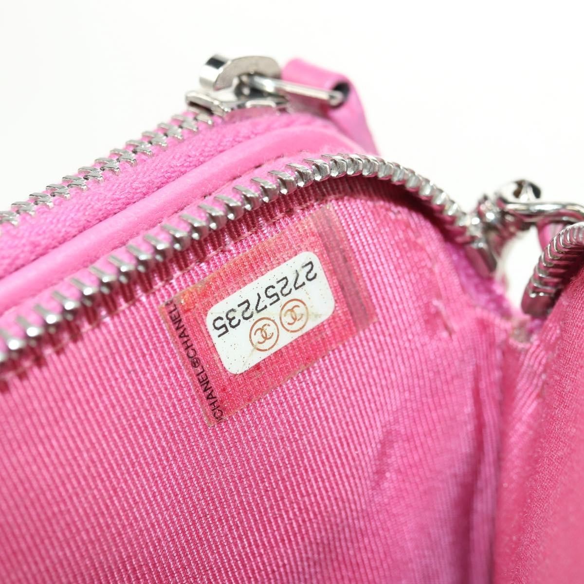 Chanel Double Zip Clutch With Chain Quilted Lambskin Pink Leather Shoulder Bag Bag (Pre-Owned)