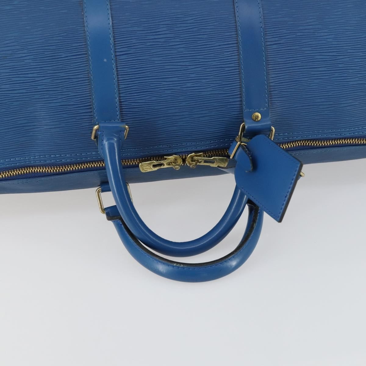 Louis Vuitton Keepall Bag Epi Leather Blue Leather Travel Bag Bag (Pre-Owned)