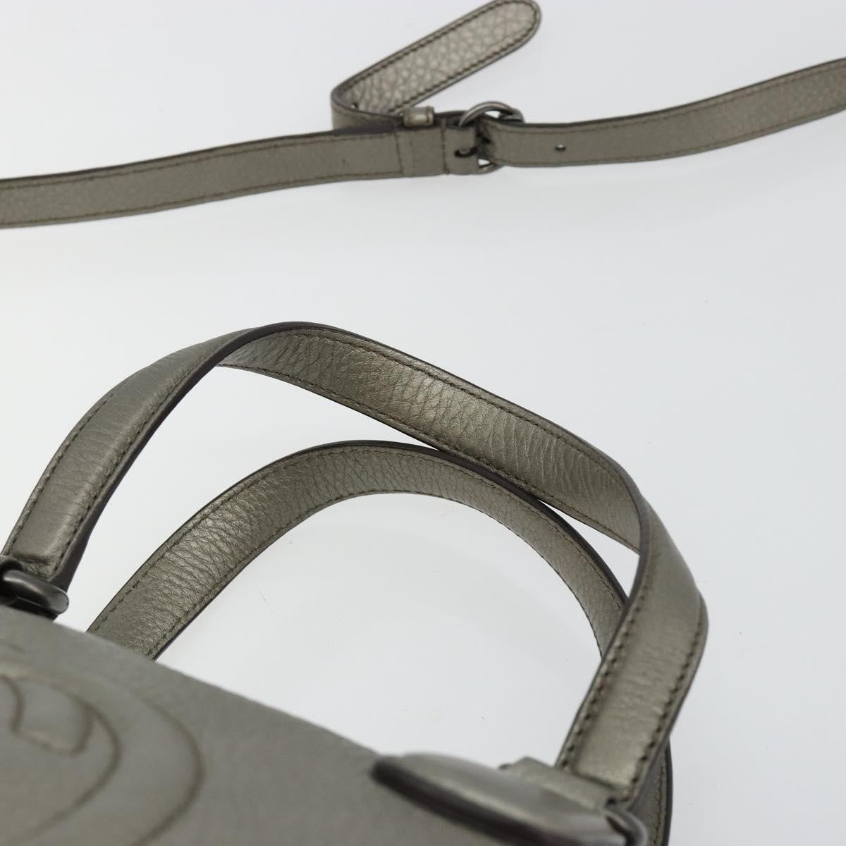Gucci Soho Convertible Top Handle Bag Leather Silver Leather Handbag (Pre-Owned)