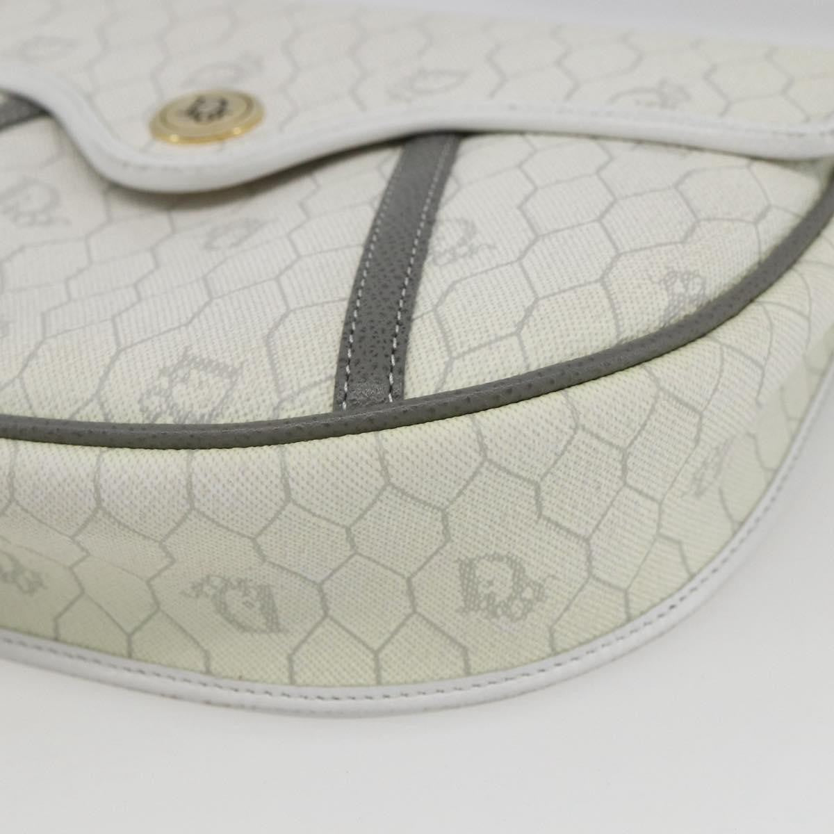 Christian Dior Vintage Honeycomb Flap Crossbody Bag Coated Canvas White Canvas Shoulder Bag Bag (Pre-Owned)