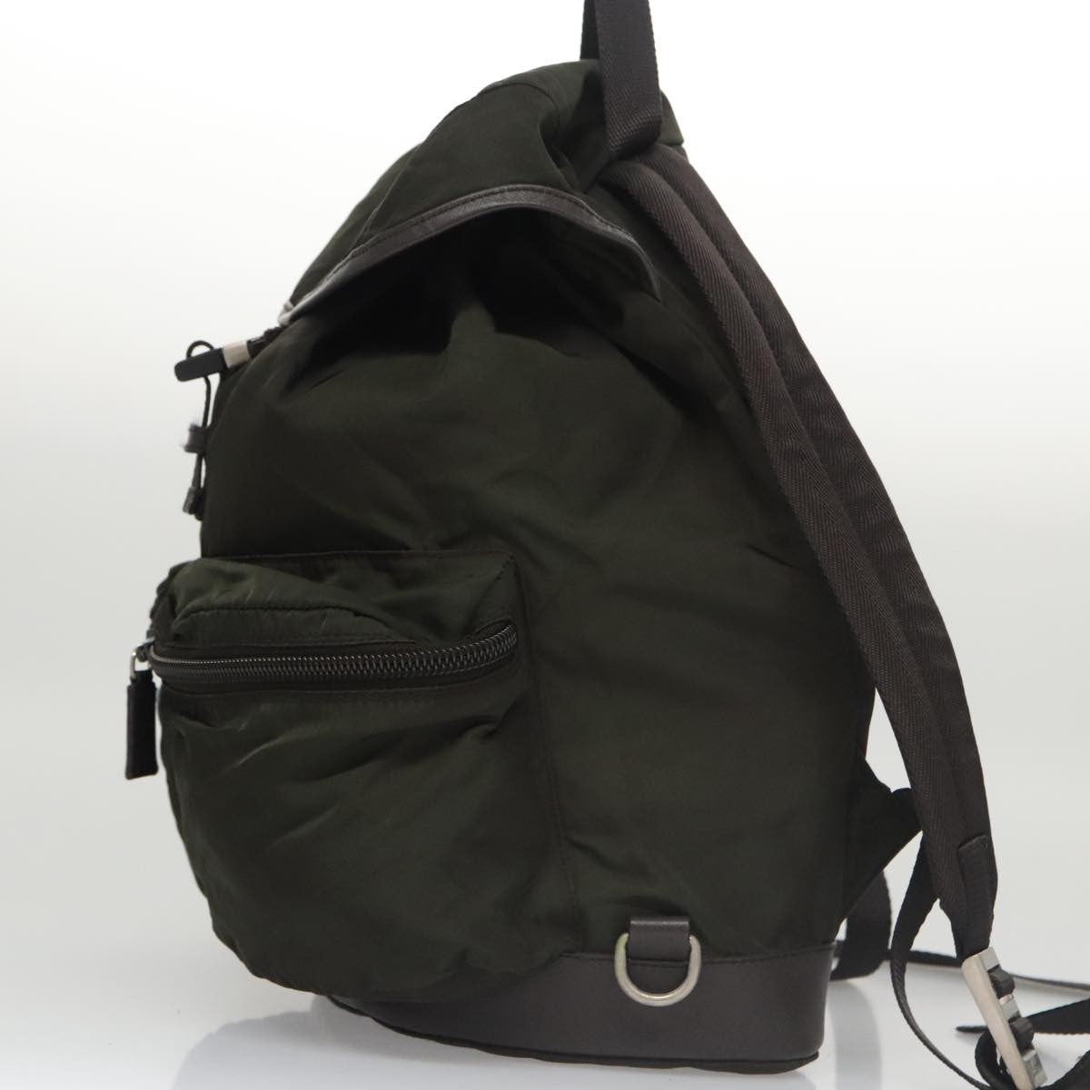 Prada Double Front Pocket Backpack Tessuto Khaki Nylon Backpack Bag (Pre-Owned)