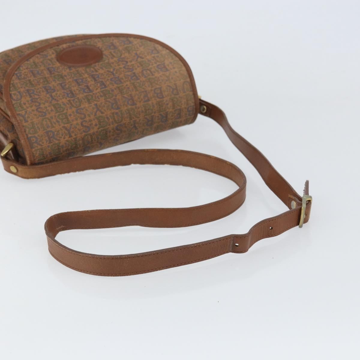 Burberry Flap Shoulder Bag Canvas Brown Canvas Shoulder Bag Bag (Pre-Owned)