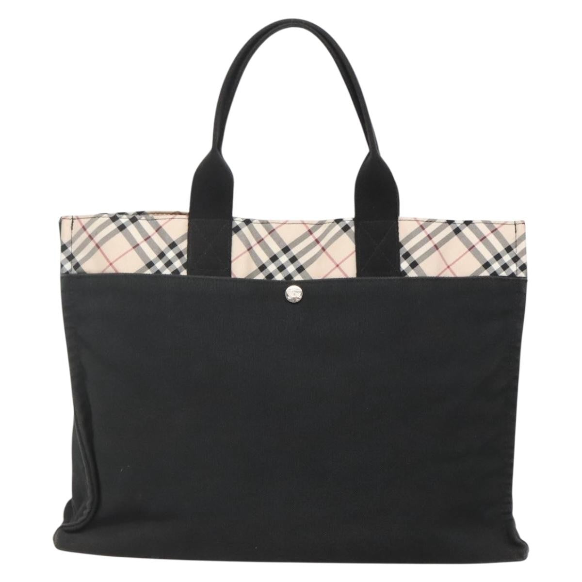 Burberry Nova Check Tote Canvas Check Pattern Black Canvas Tote Bag Bag (Pre-Owned)