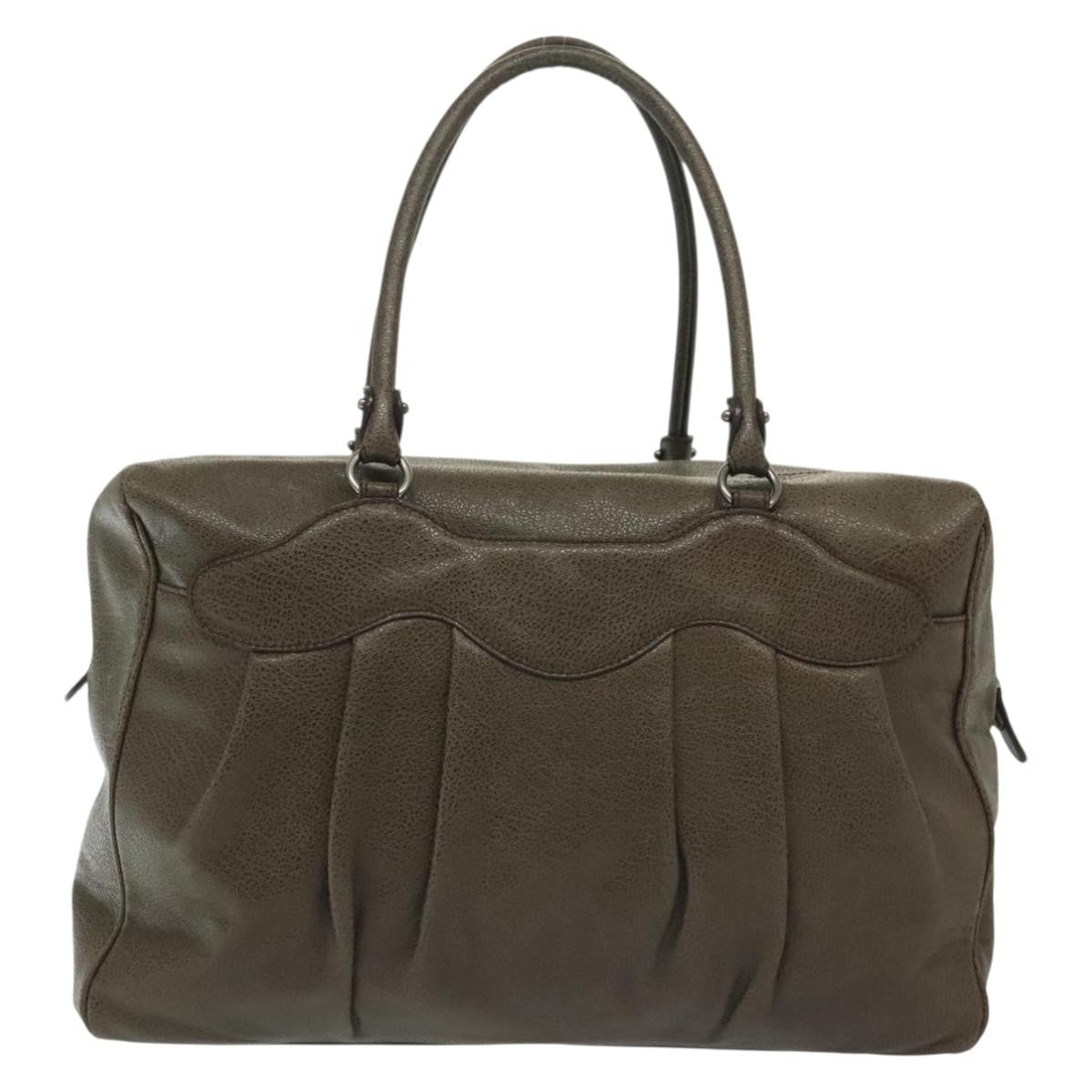Salvatore Ferragamo Gancini Buckle Shoulder Bag Leather Khaki Leather Bag (Pre-Owned)