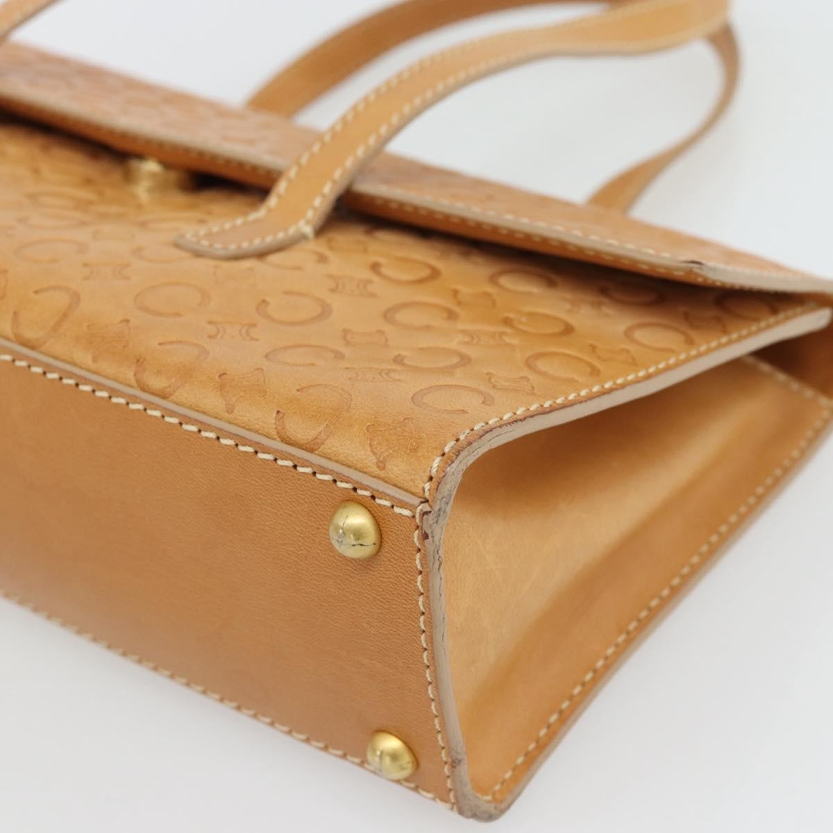 Celine C Macadam Handbag Canvas Beige Canvas Handbag (Pre-Owned)