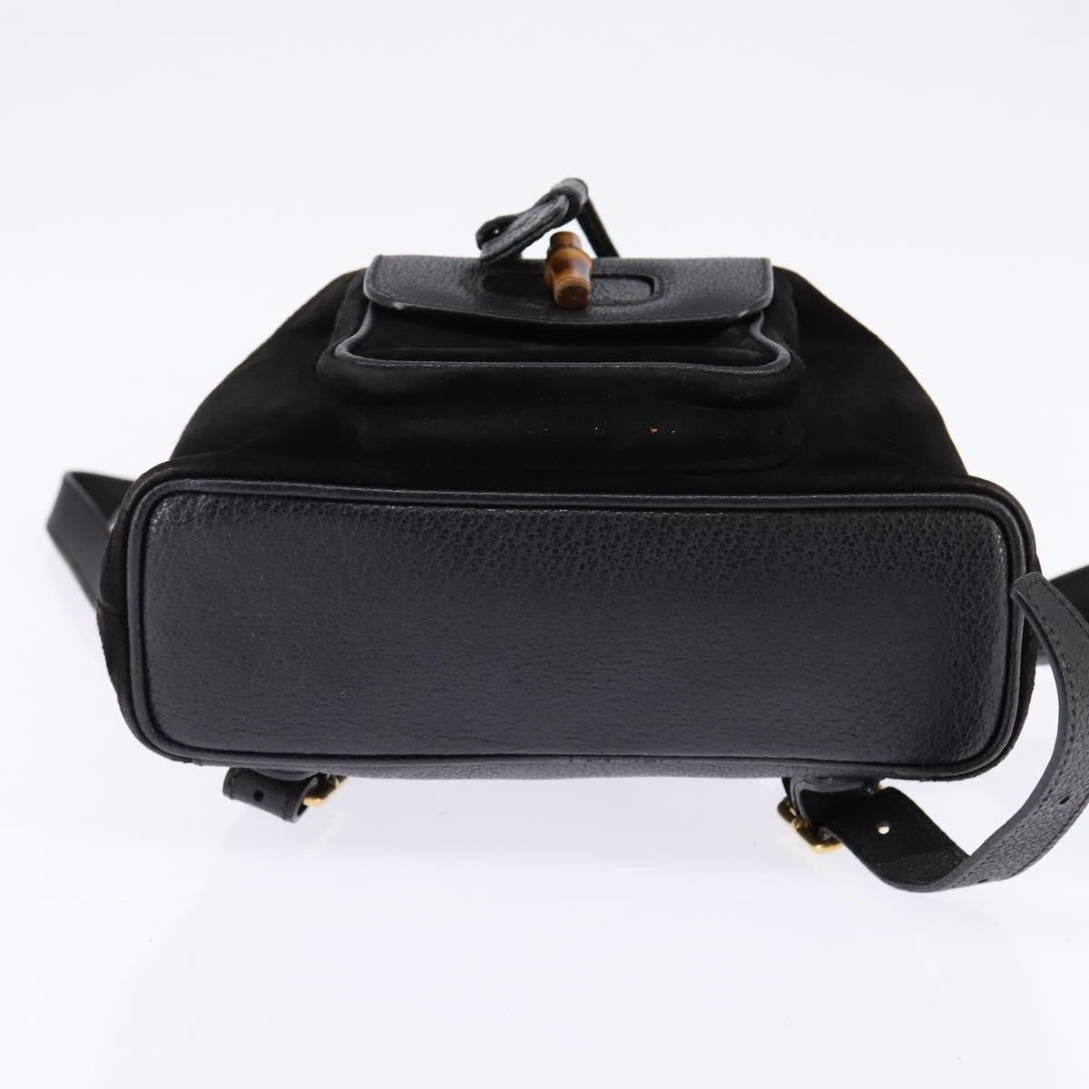 Gucci Vintage Bamboo Backpack Suede Black Suede Backpack Bag (Pre-Owned)