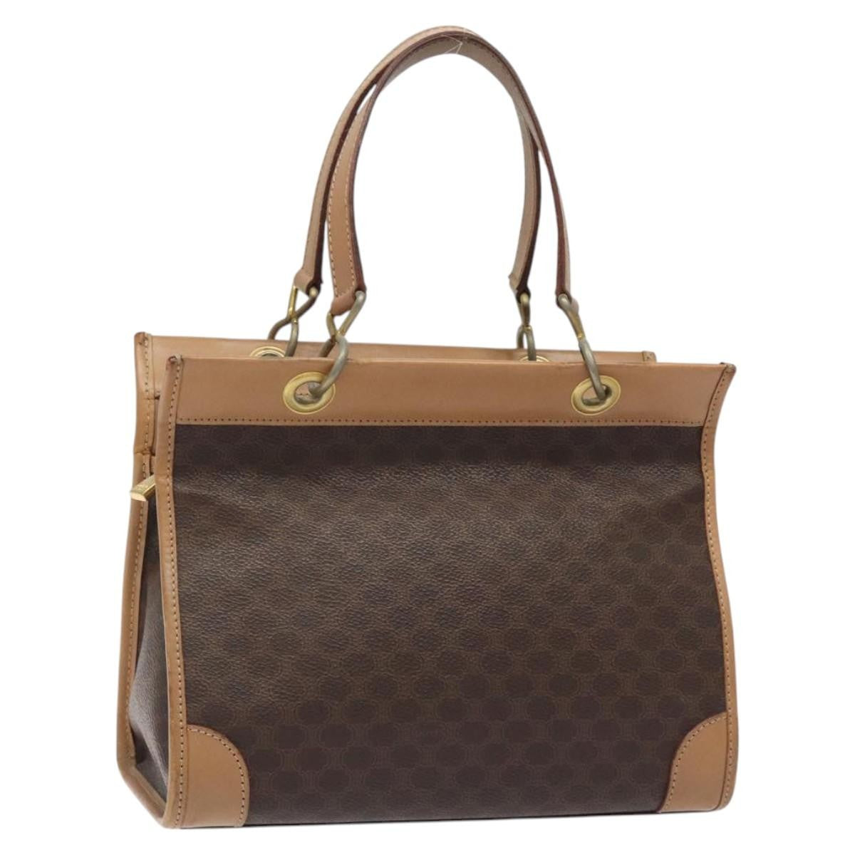 Celine Vintage Macadam Handbag Canvas And Leather Brown Canvas Handbag (Pre-Owned)