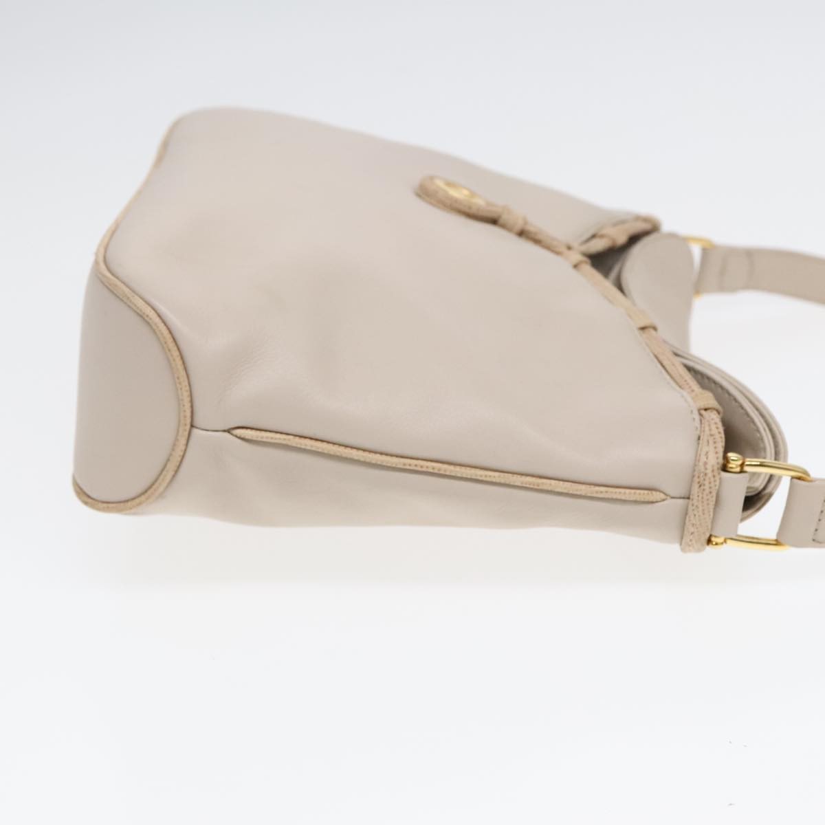 Celine Vintage Shoulder Bag Leather Beige Leather Shoulder Bag Bag (Pre-Owned)