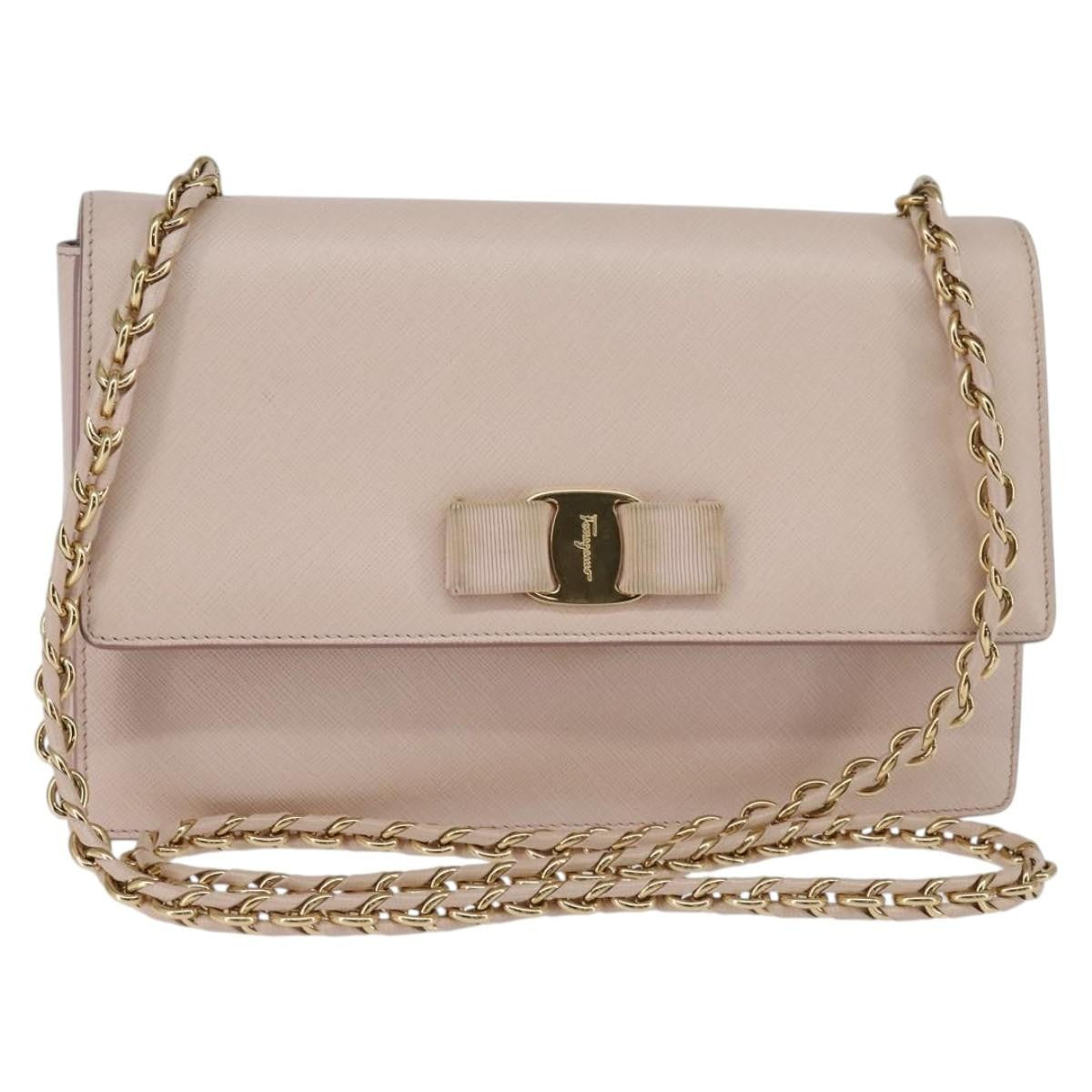 Salvatore Ferragamo Ginny Crossbody Bag Leather Pink Leather Shoulder Bag Bag (Pre-Owned)