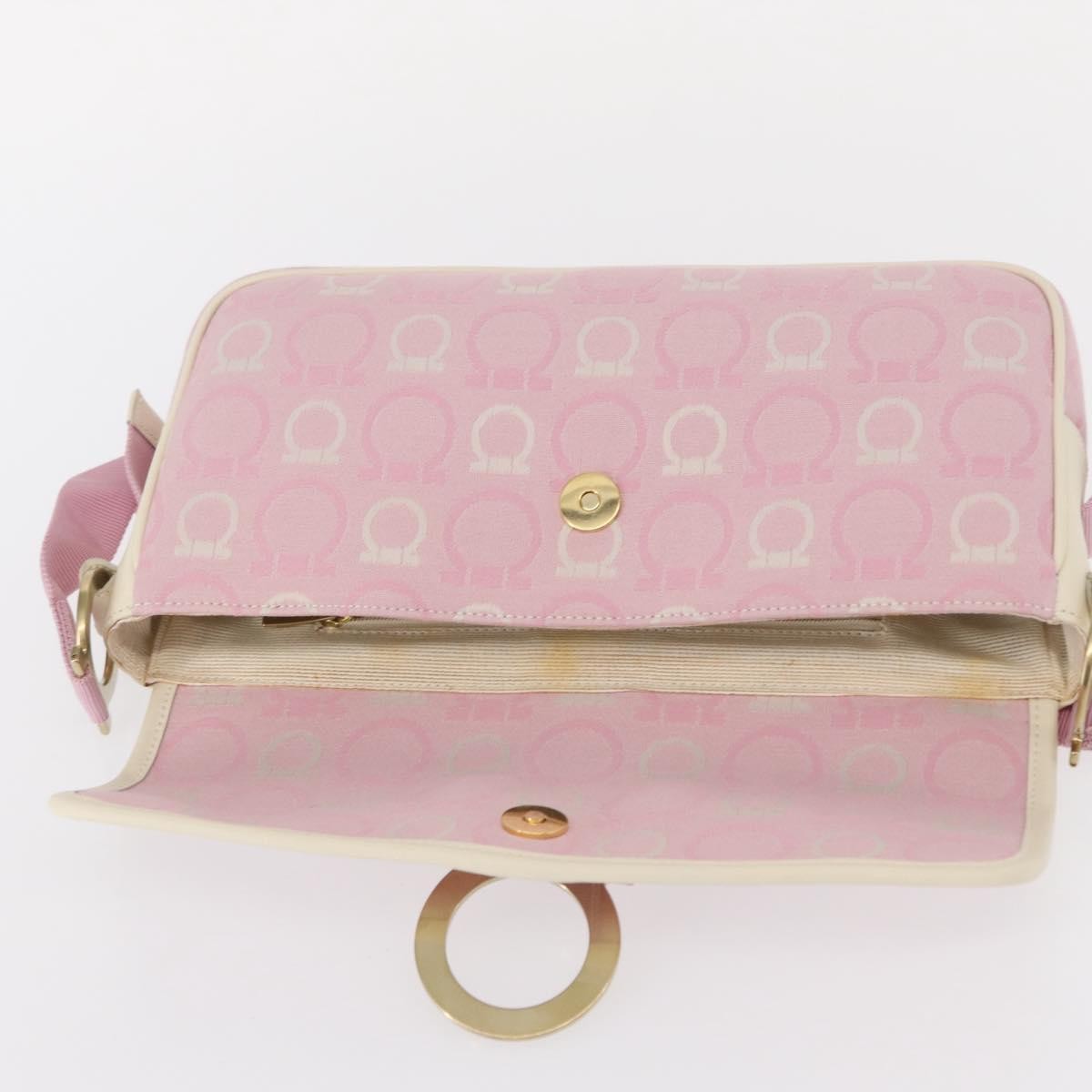 Salvatore Ferragamo Gancini Shoulder Bag Canvas Pink Canvas Shoulder Bag Bag (Pre-Owned)