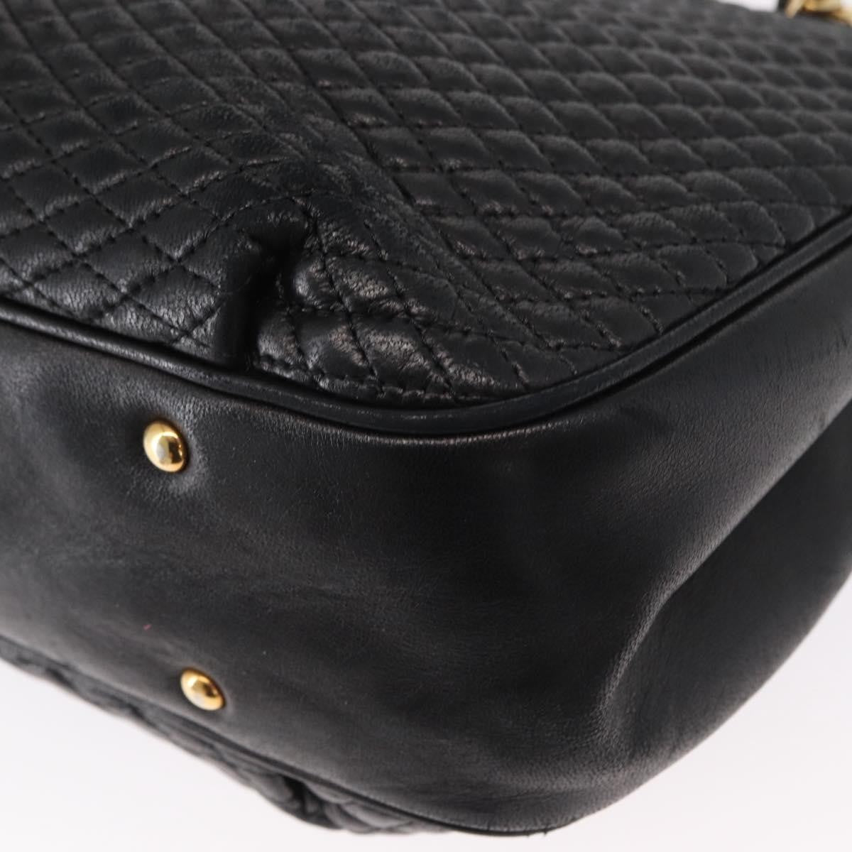 Bally Vintage Chain Shoulder Bag Quilted Leather Black Leather Shoulder Bag Bag (Pre-Owned)