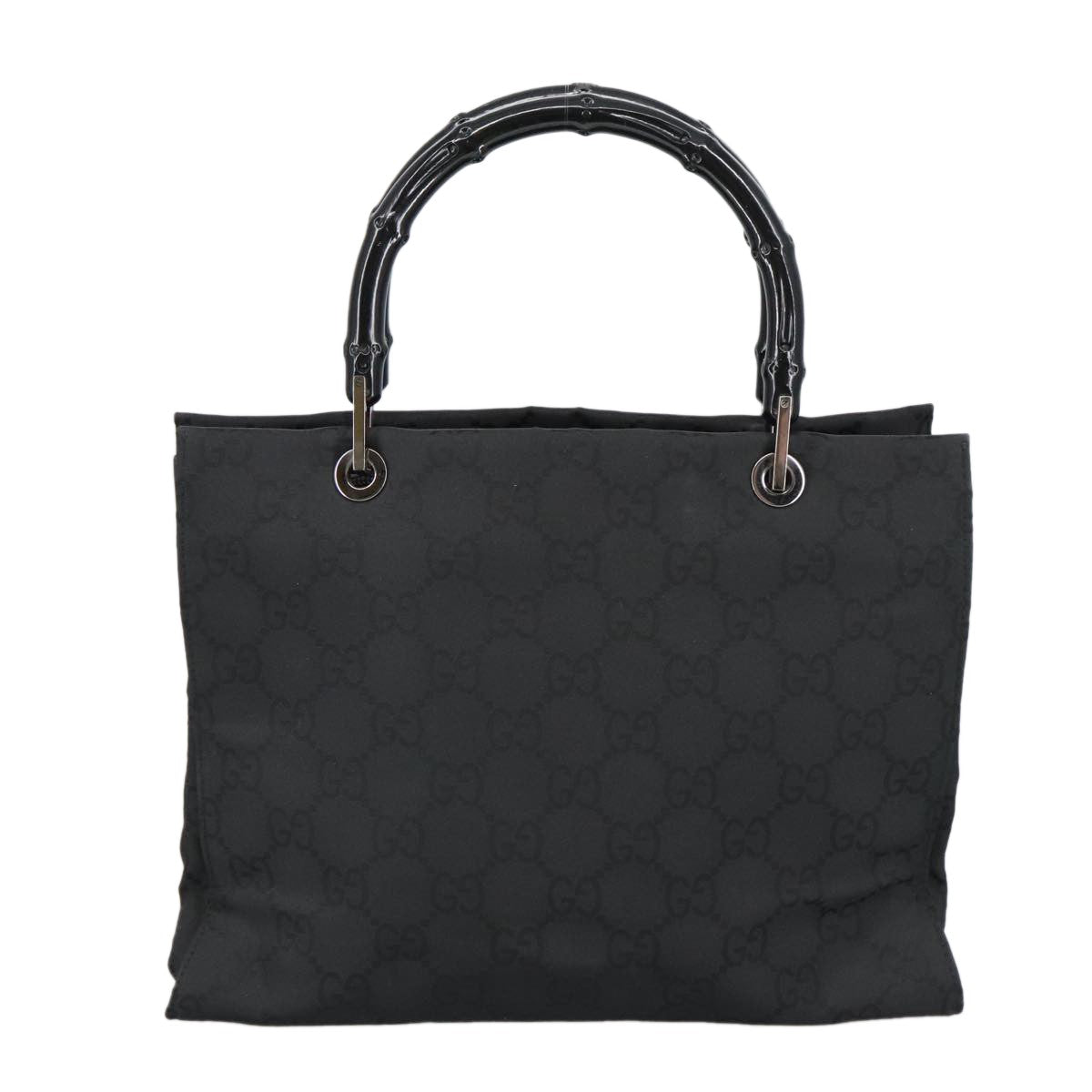 Gucci Vintage Bamboo Handle Tote Gg Nylon Black Nylon Tote Bag Bag (Pre-Owned)