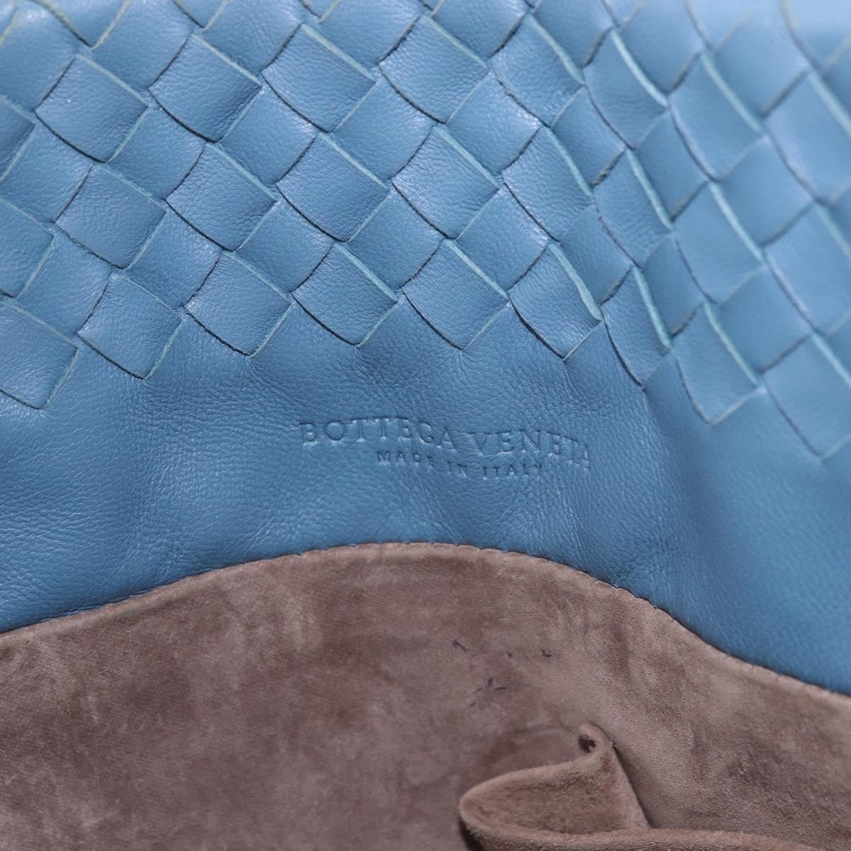 Bottega Veneta Intrecciato Tote Leather Blue Leather Tote Bag Bag (Pre-Owned)