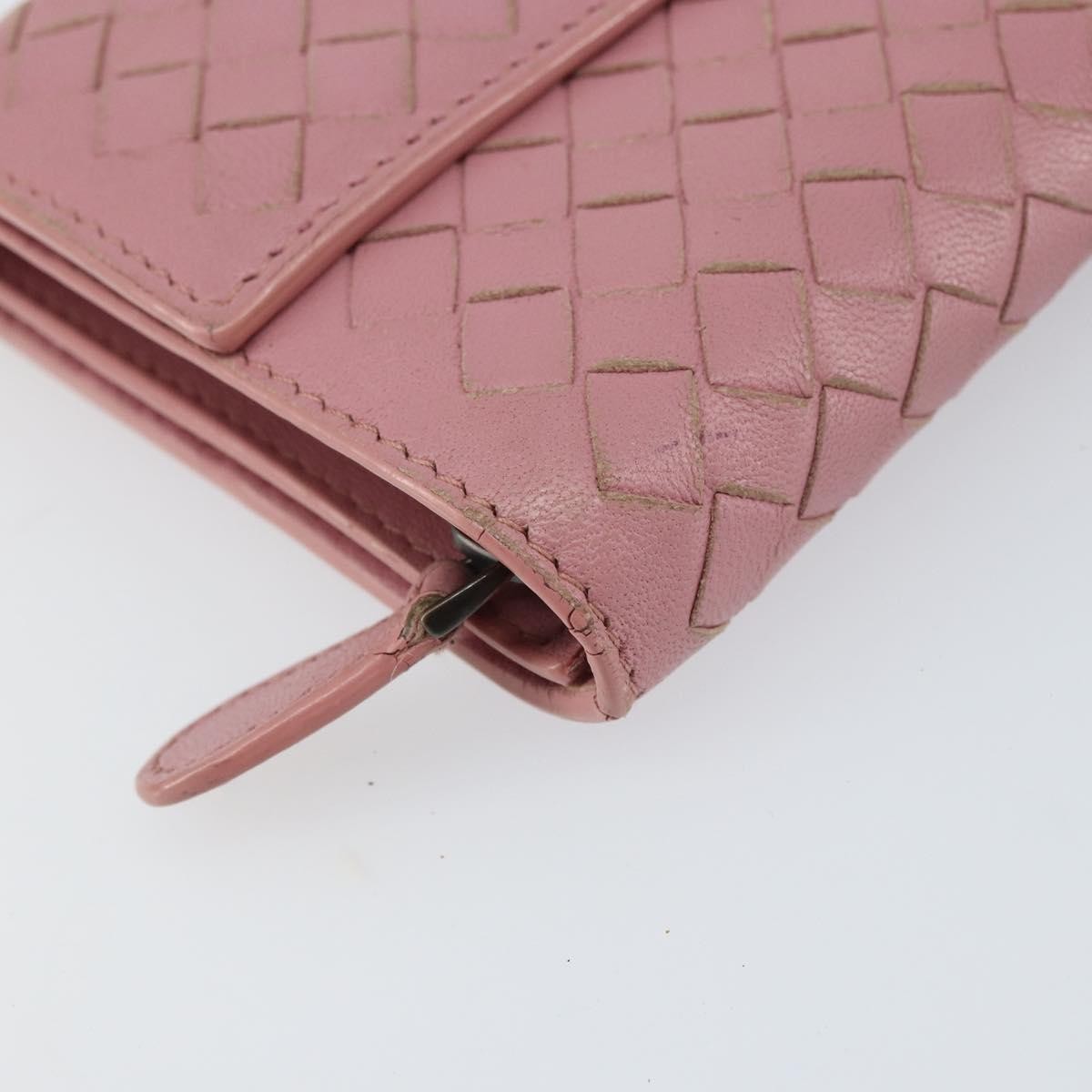 Bottega Veneta Intrecciato Long Zip Wallet Leather Pink Leather Wallets Accessory (Pre-Owned)