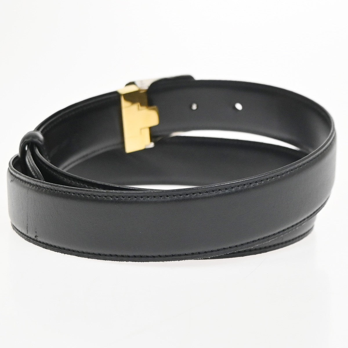 Cartier Santos Plaque Reversible Belt Leather Black Leather Belts Accessory (Pre-Owned)