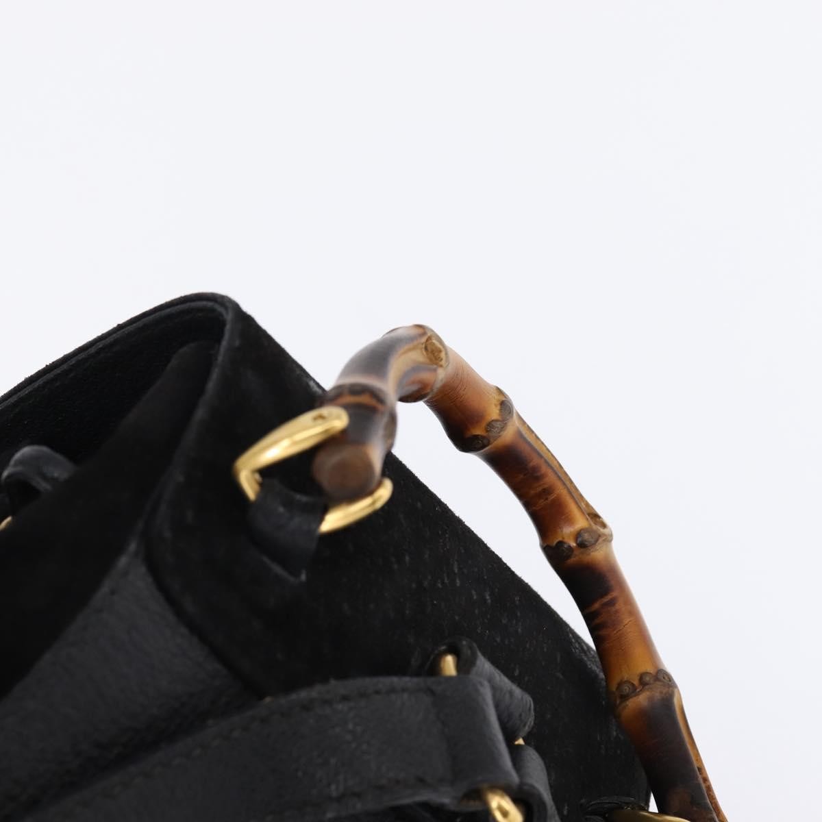 Gucci Vintage Bamboo Backpack Suede Black Suede Backpack Bag (Pre-Owned)