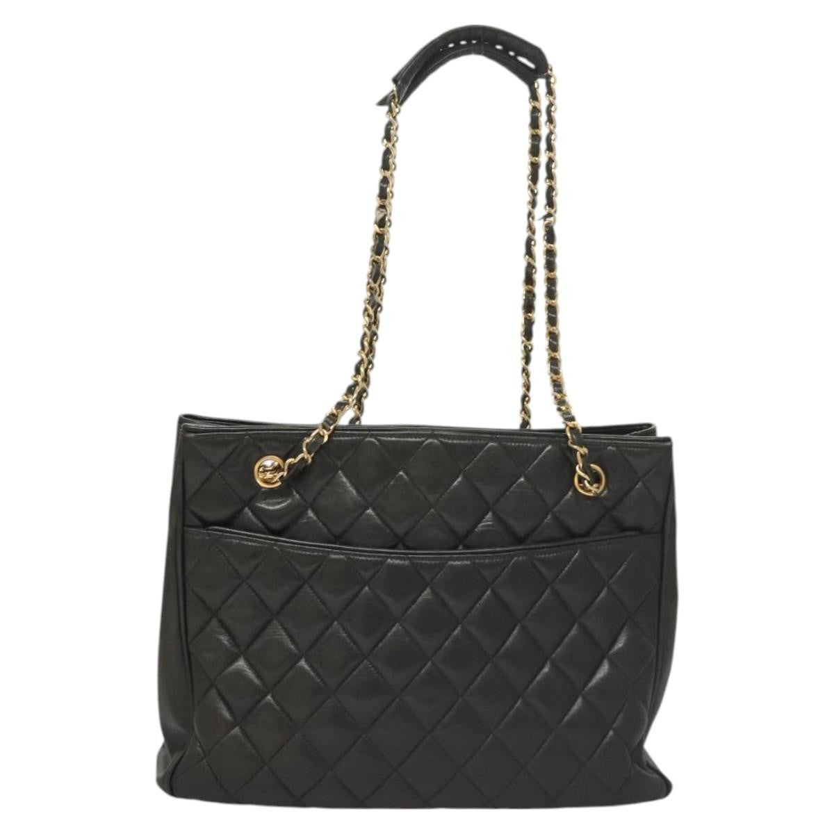 Chanel Chain Shoulder Bag Leather Black Leather Shoulder Bag Bag (Pre-Owned)