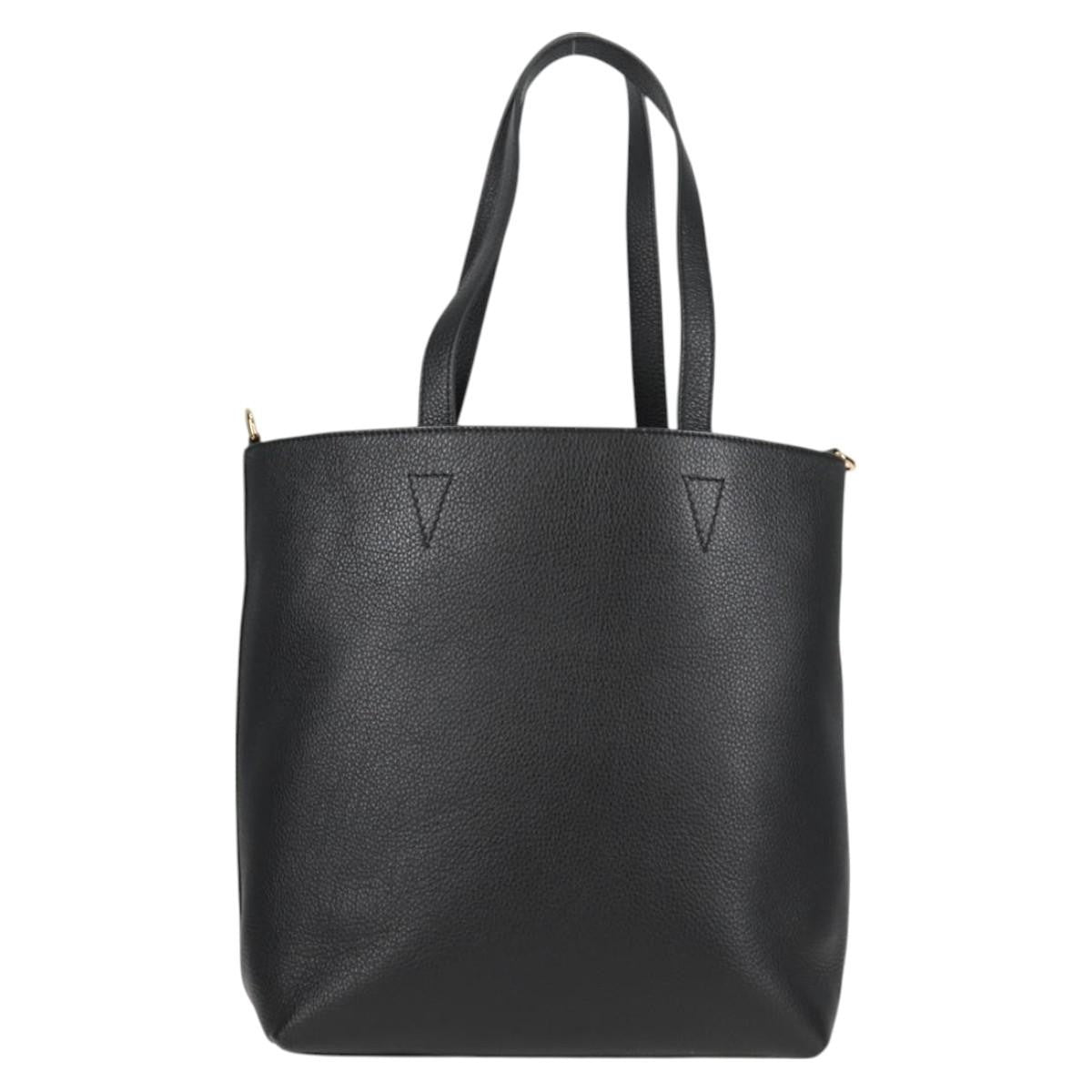 Versace Medusa Tote Leather Black Leather Tote Bag Bag (Pre-Owned)