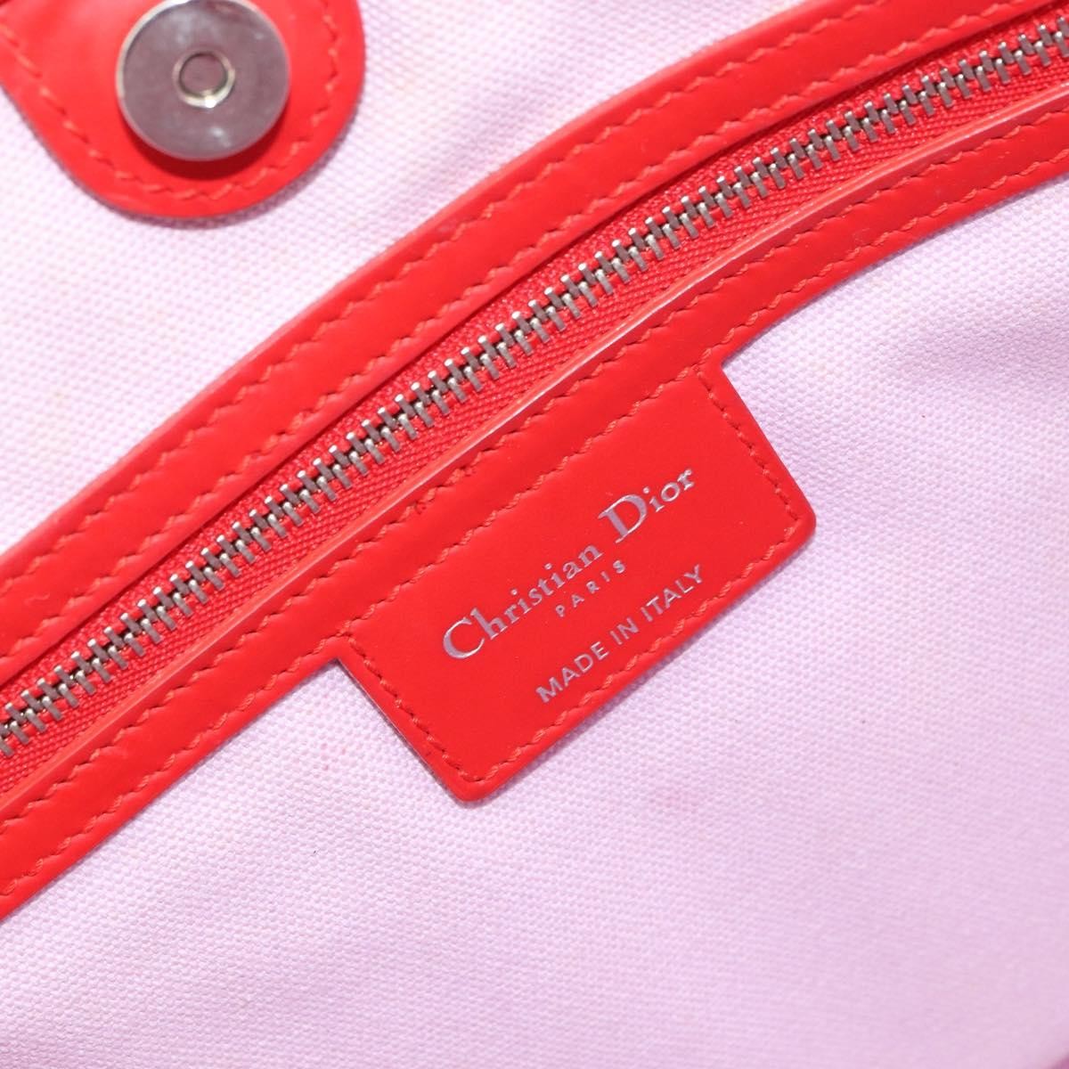Christian Dior Panarea Tote Printed Cannage Quilt Canvas Red Canvas Tote Bag Bag (Pre-Owned)