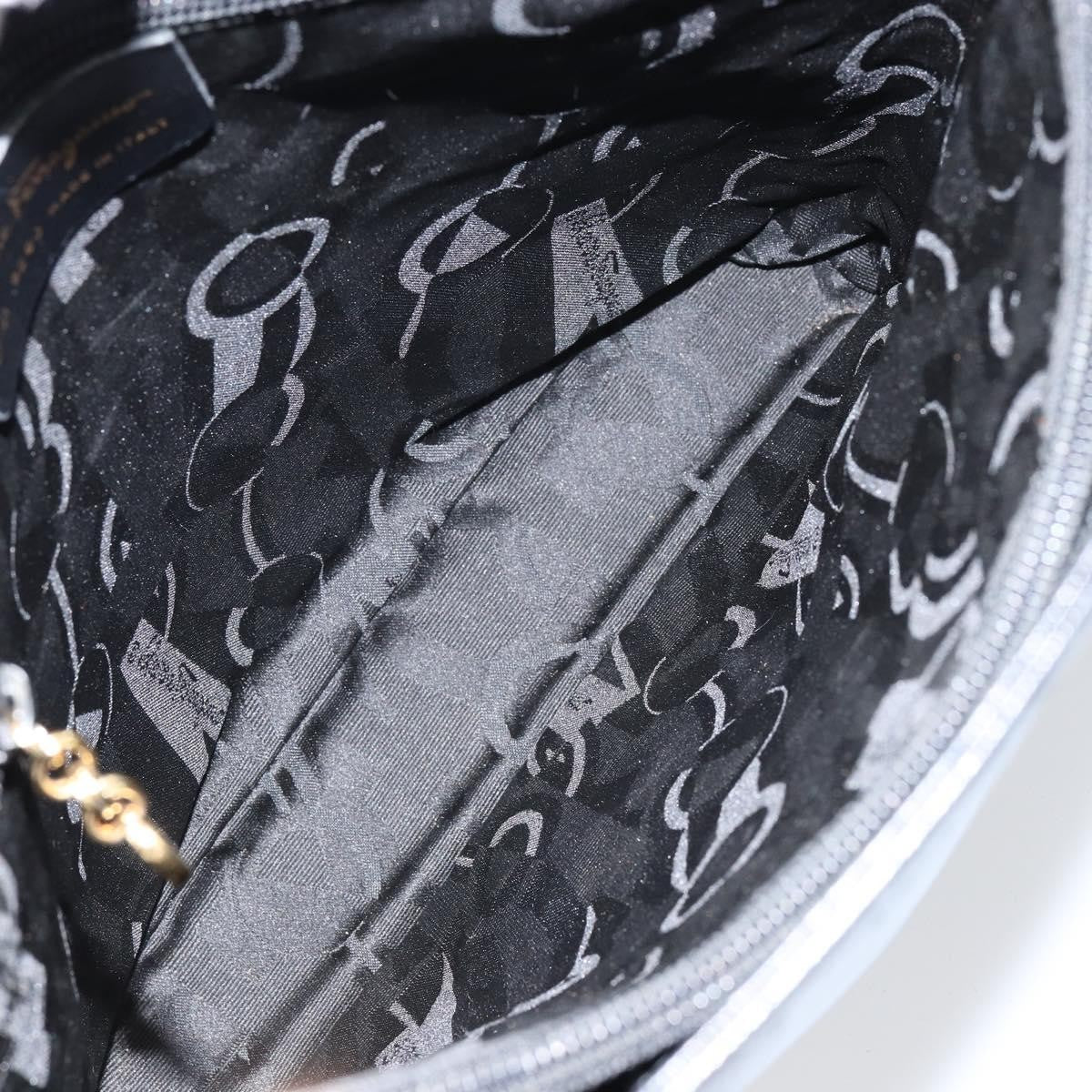 Salvatore Ferragamo Gancini Handbag Leather Black Leather Handbag (Pre-Owned)