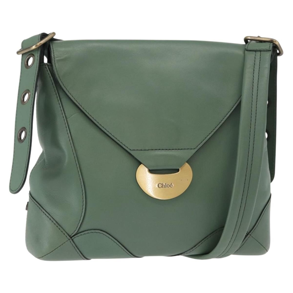 Chloe Vintage Flap Shoulder Bag Leather Green Leather Shoulder Bag Bag (Pre-Owned)