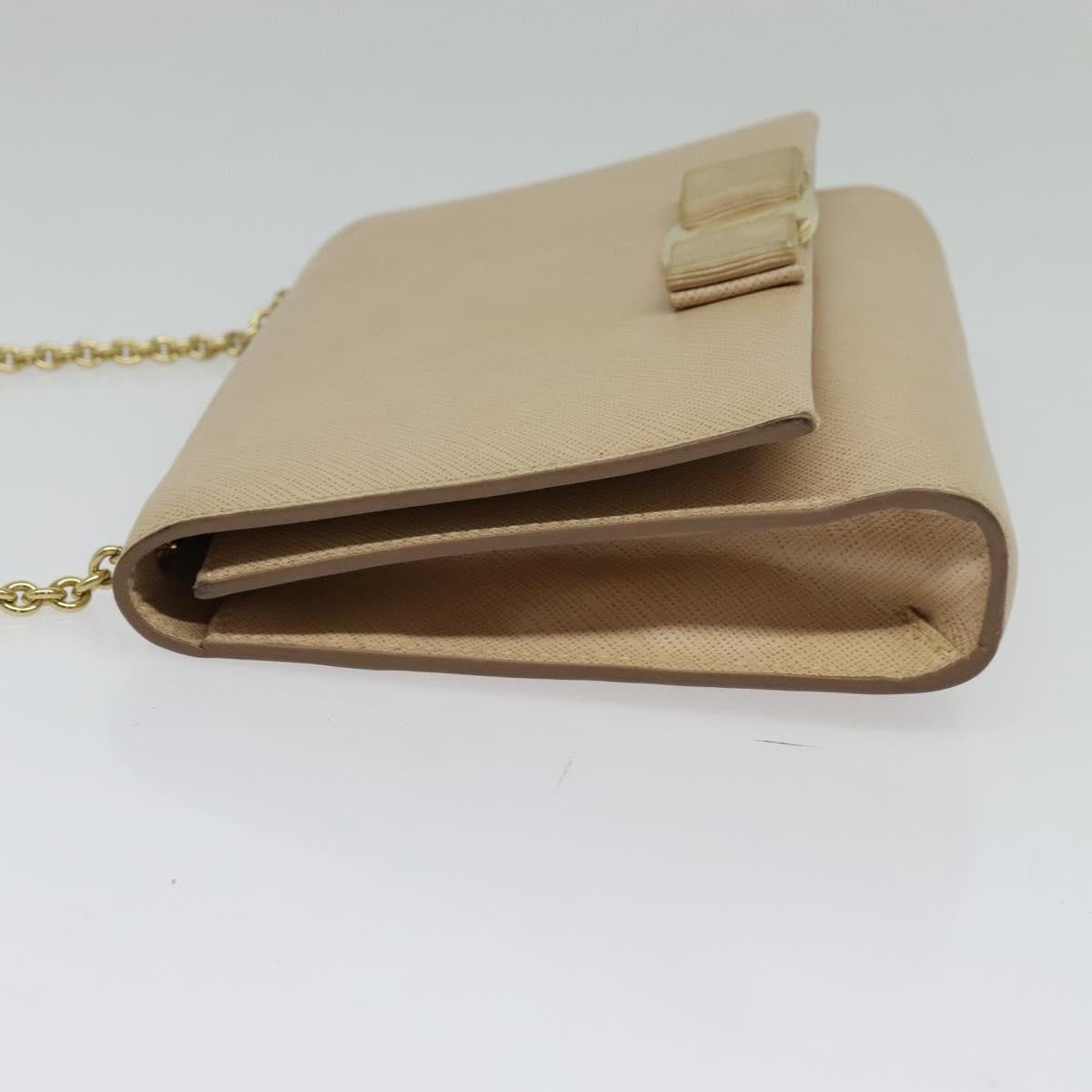 Salvatore Ferragamo Ginny Crossbody Bag Leather Beige Leather Shoulder Bag Bag (Pre-Owned)