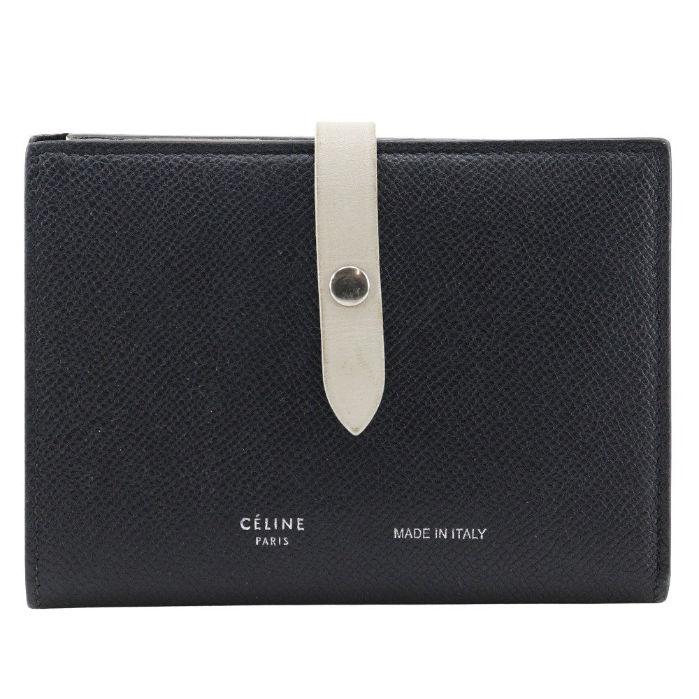 Celine Multifunction Strap Wallet Leather Black Calfskin Wallets Accessory (Pre-Owned)