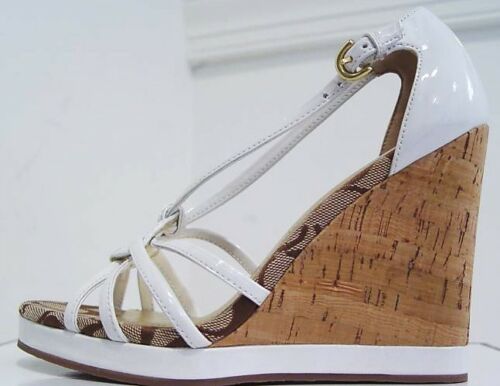 Coach Joslin White Metallic Wedge Sandals