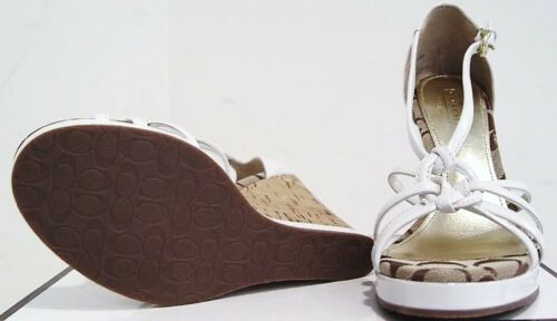 Coach Joslin White Metallic Wedge Sandals