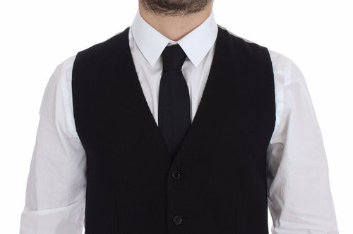 Dolce & Gabbana Elegant Black Silk Dress Men's Vest