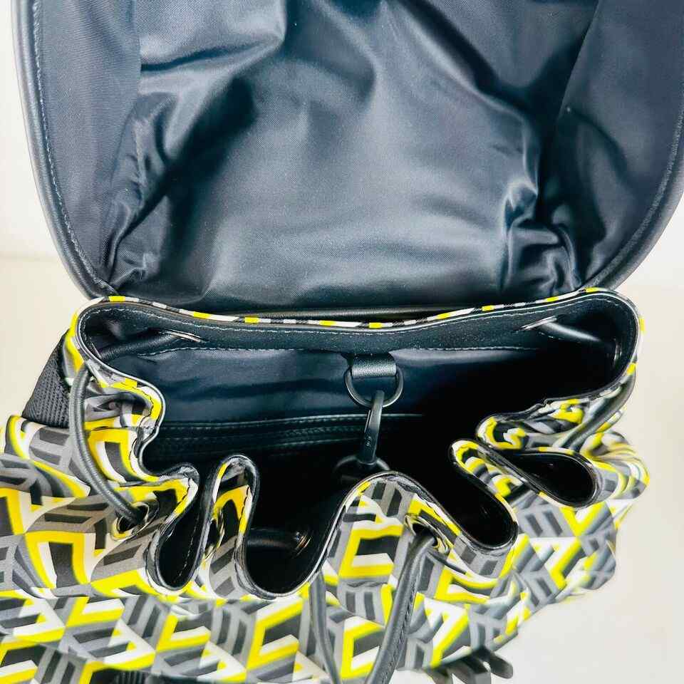 MCM Brandenburg Yellow/Black Cubic Monogram Unisex Nylon Backpack
