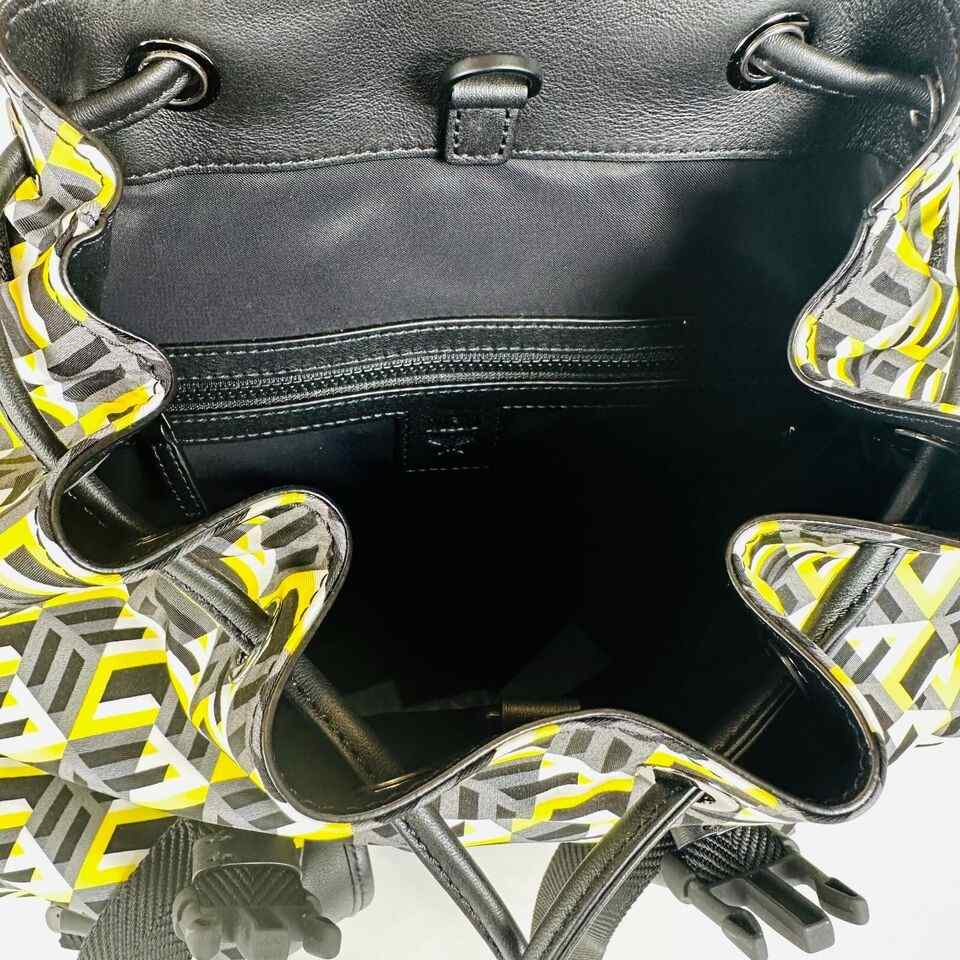 MCM Brandenburg Yellow/Black Cubic Monogram Unisex Nylon Backpack