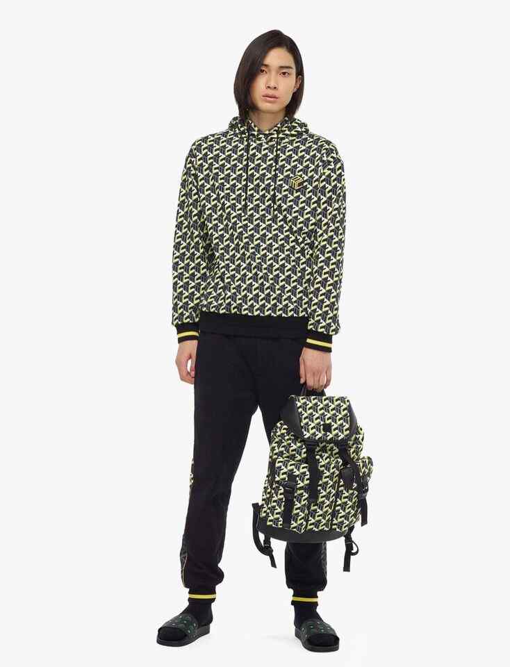 MCM Brandenburg Yellow/Black Cubic Monogram Unisex Nylon Backpack