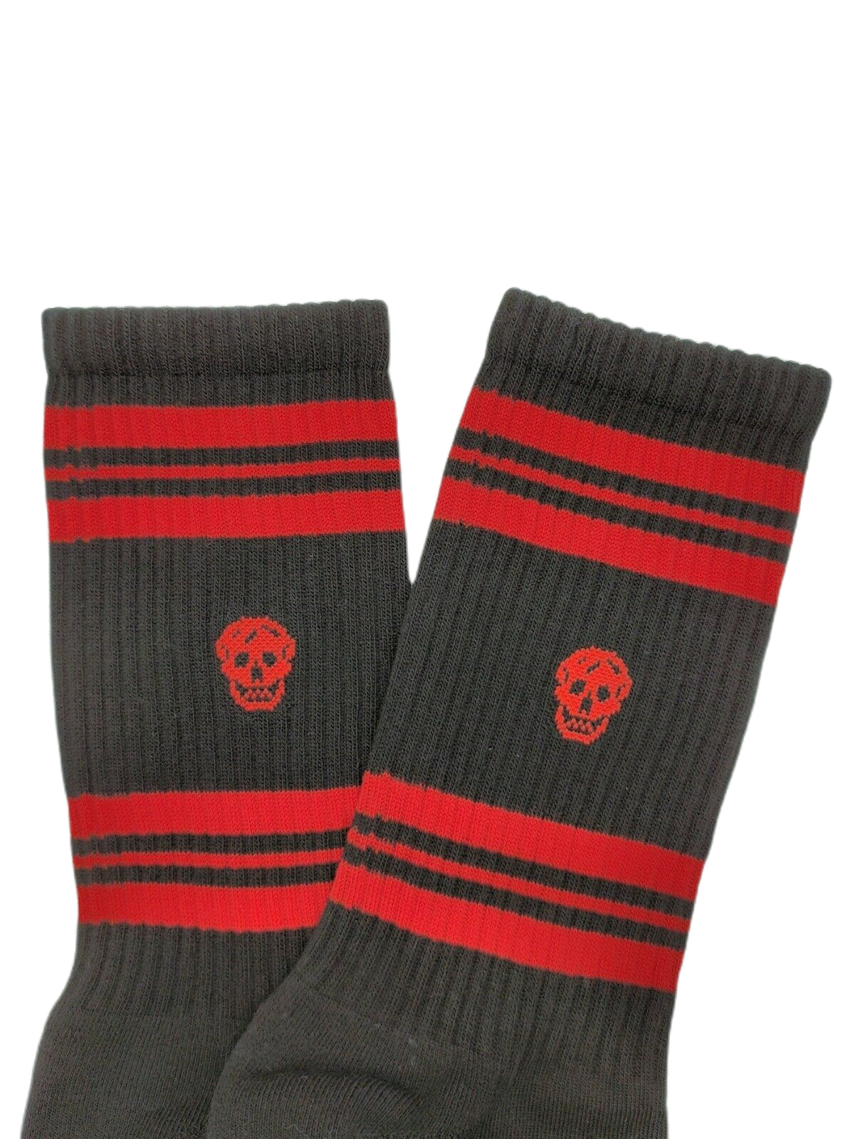 Alexander McQueen Women's Black Mid-Calf Stripe Skull Sport Socks S