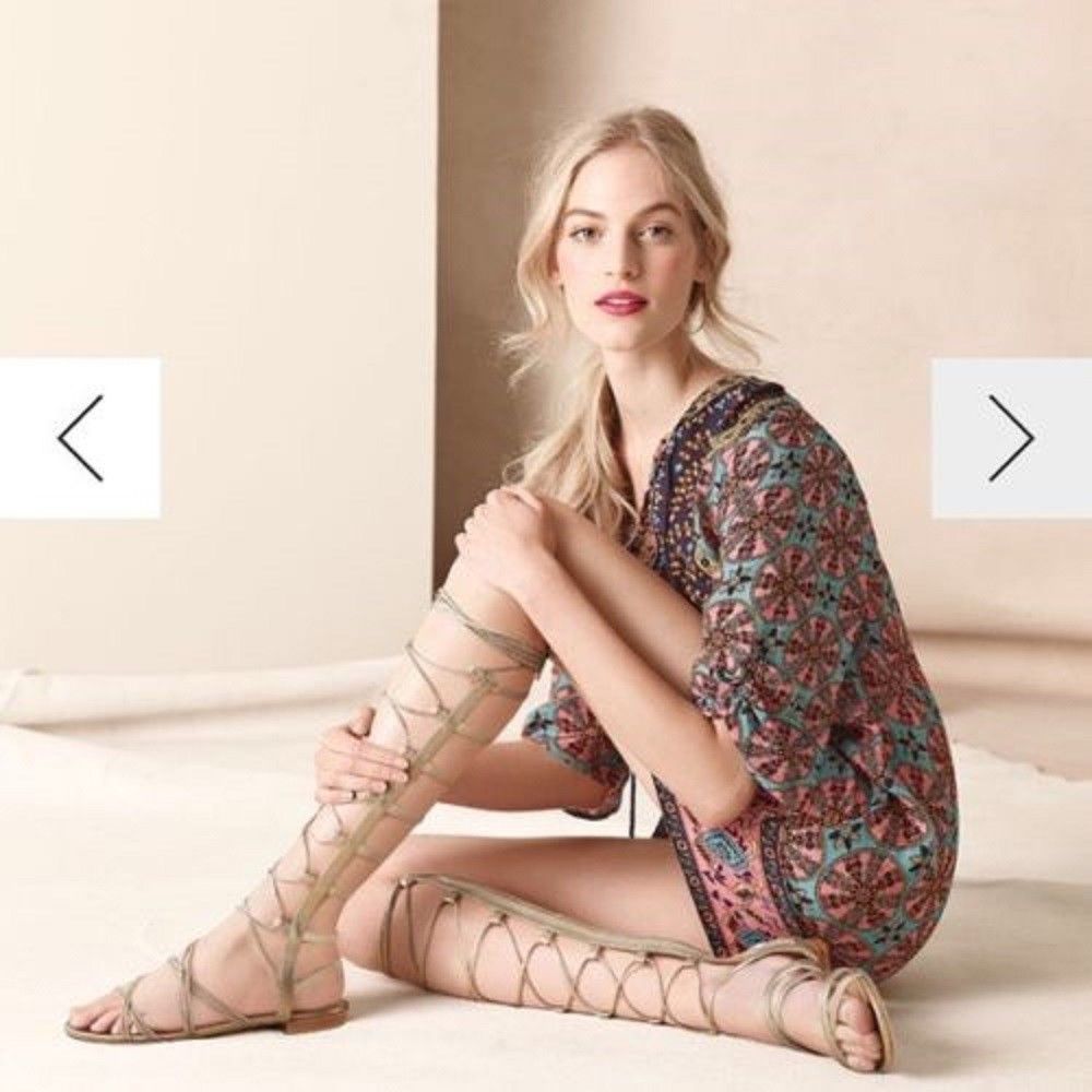 Stuart Weitzman Women's Brown Camel Nappa Leather Sparta Gladiator Boots