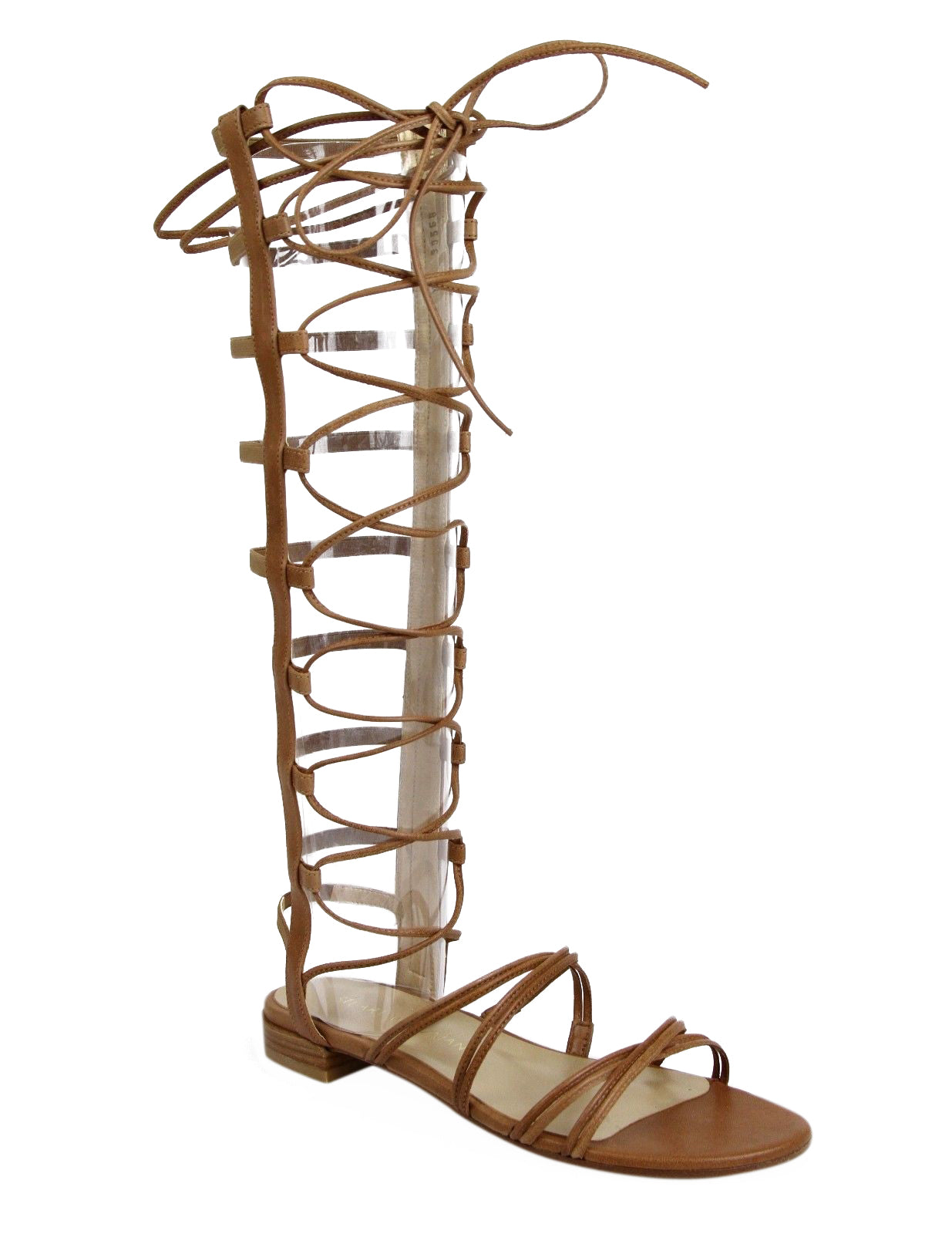 Stuart Weitzman Women's Brown Camel Nappa Leather Sparta Gladiator Boots