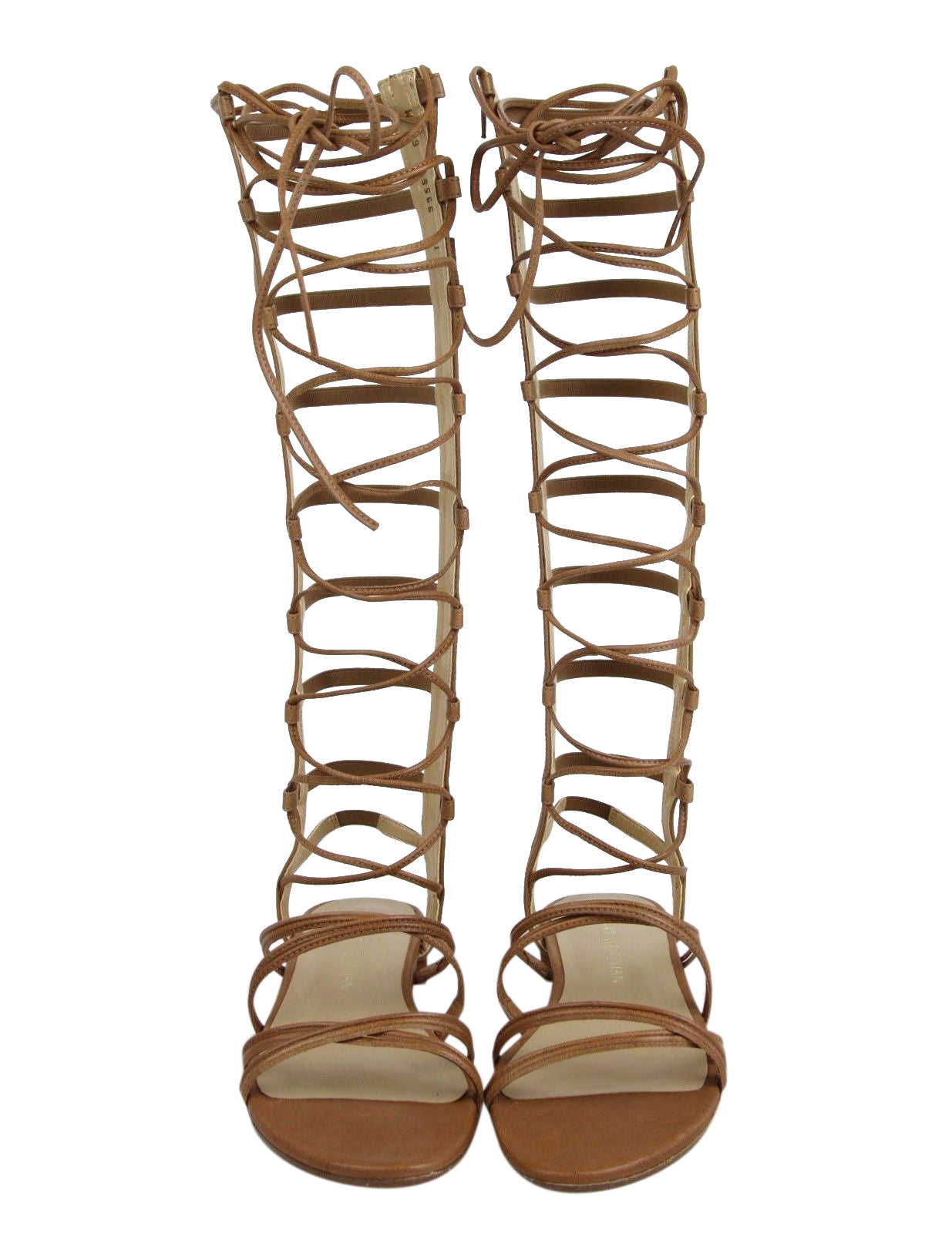 Stuart Weitzman Women's Brown Camel Nappa Leather Sparta Gladiator Boots